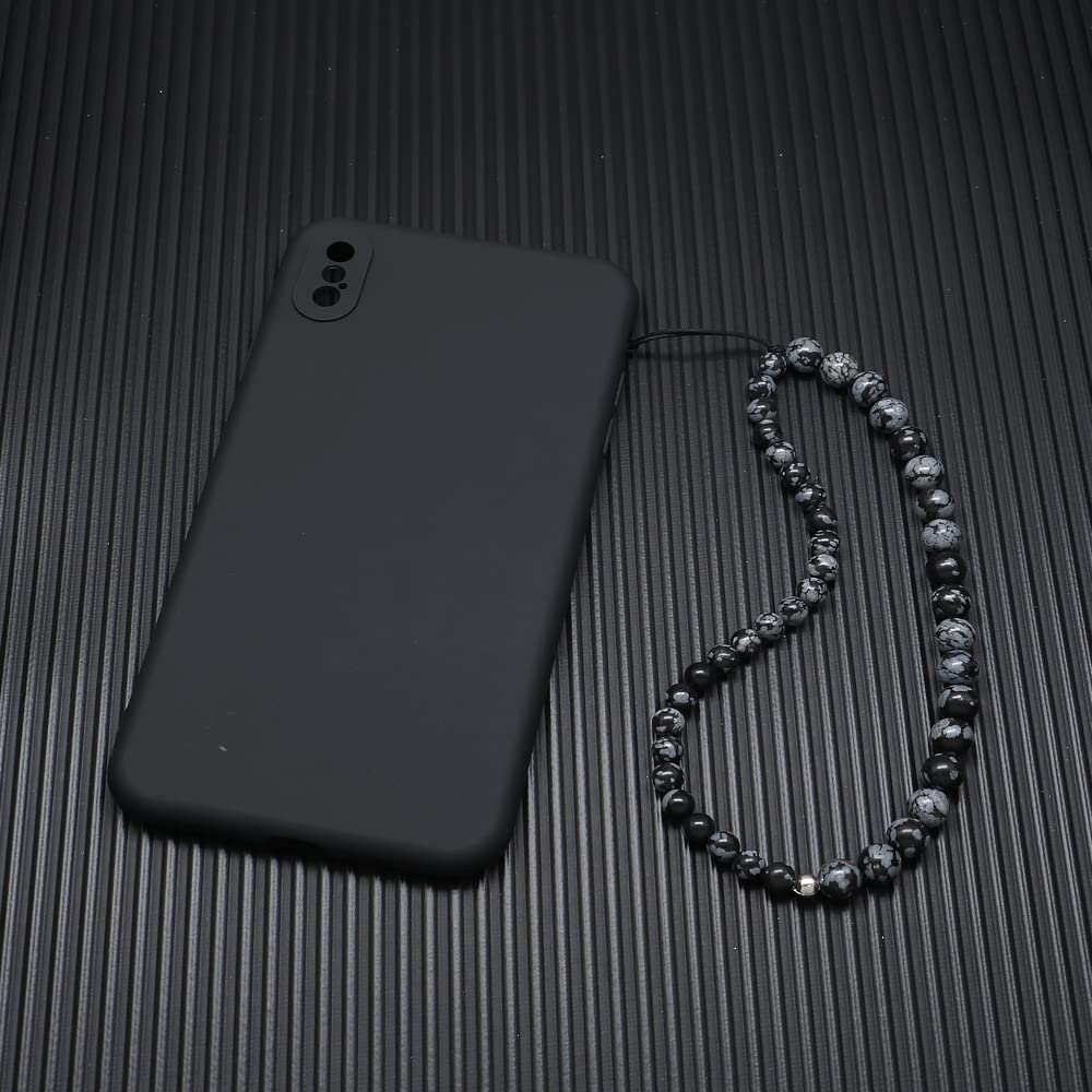 C&L Accessories Beaded Phone Charm Cell Phone Lanyard Wrist Strap Handmade Natural Gemstone (Snowflake Obsidian)