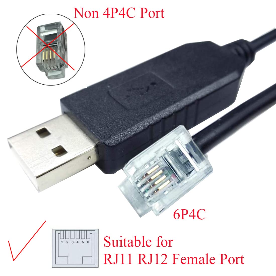 Suamdoen Usb To Rj11 Rj12 Control Cable For Celestron Nexstar Eq6 Pc Link To Hand Controller Rs232 Serial Converter Cable