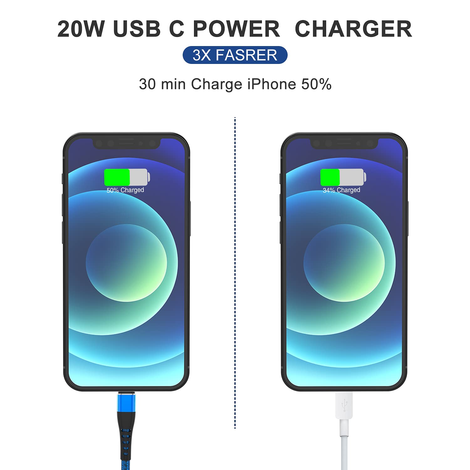 3Pack Usb C To Lightning Cable 10Ft, Fast Charging Cord For Iphone 14, Replacement For Apple Original Charger Cable For Iphone 1