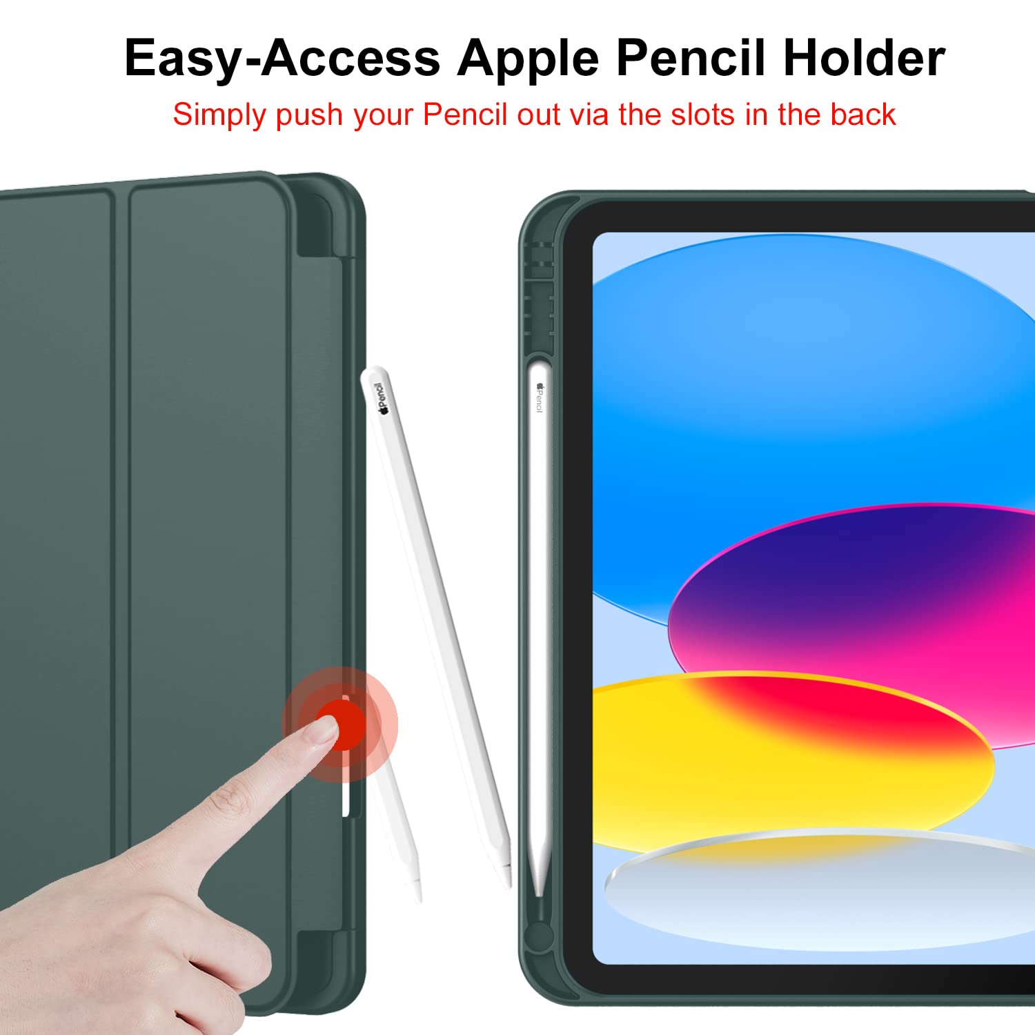 Imieet New Ipad (A16) 11Th Generation Case 11 Inch 2025, Ipad 10Th Generation Case 2022 10.9 Inch With Pencil Holder, Trifold Stand Smart Cover With Soft Tpu Back,Auto Wake/Sleep(Midnight Green)