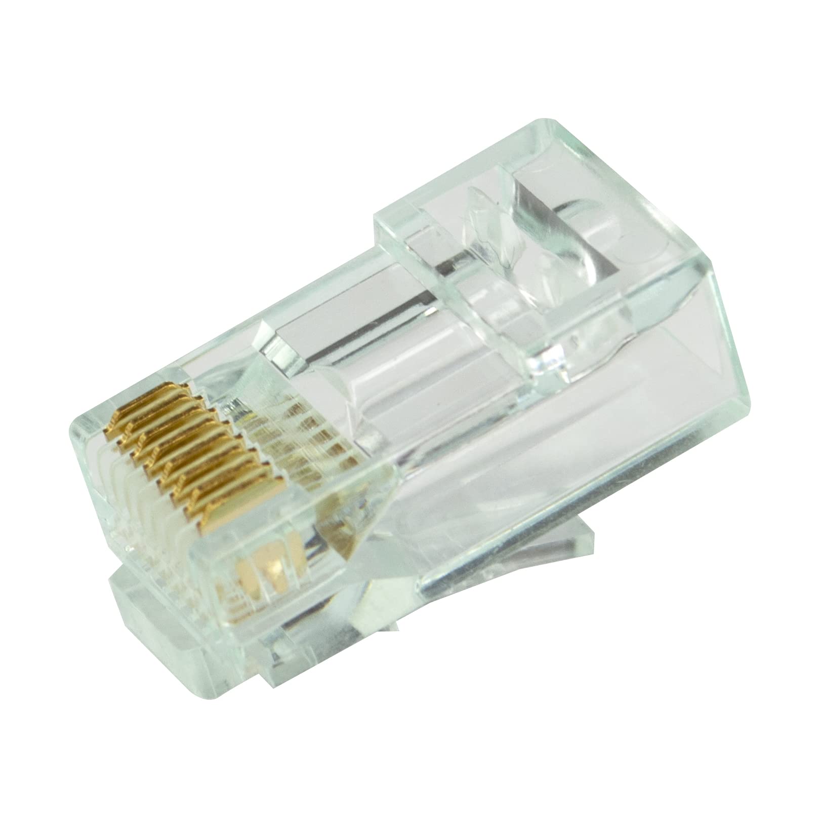 Simply45 Cat 6/6A Utp Unshielded We/Ss Rj45 Standard Modular Plug With Bar45 Load Bar For Cat6/6A   Green Tint   100 Piece Jar,
