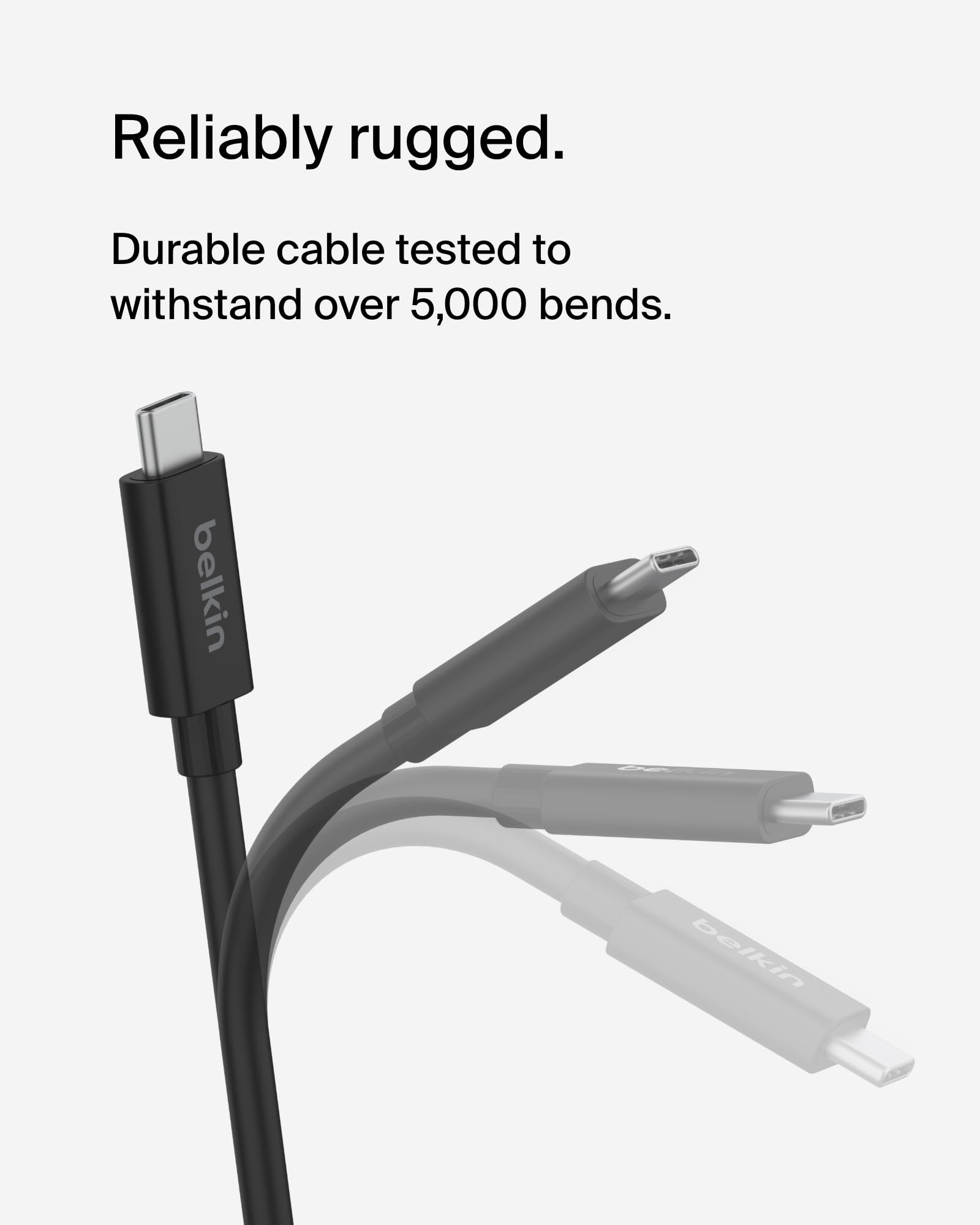 Belkin Connect USB4 Cable (4ft/1.2M Power Cable), USB C to USB C Cable w/ 240W Power Delivery + 20Gbps   USB4 Compliant Power Cable, Compatible with MacBook, Windows, Chromebook, & More