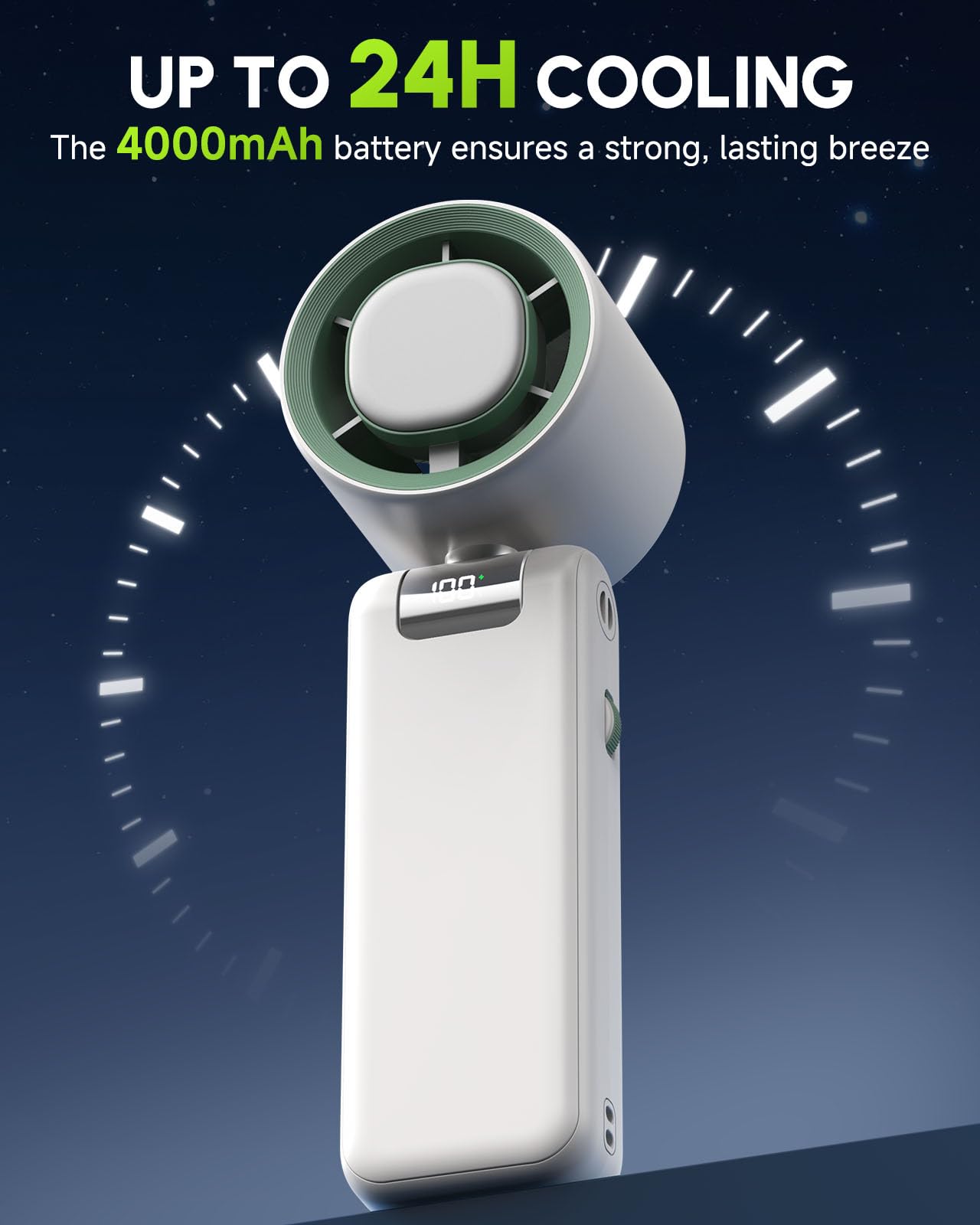 Mini Portable Fan,1-100 Speed Settings, [Up To 24H Cooling] 4000Mah Rechargeable Battery| Personal Handheld Fan For Travel, Beac