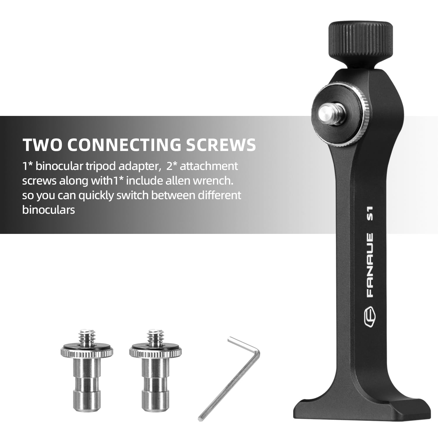 Fanaue Binocular Tripod Adapter, Binocular Mount 1/4 Inch Threading Mount Aluminium (S1Pro)