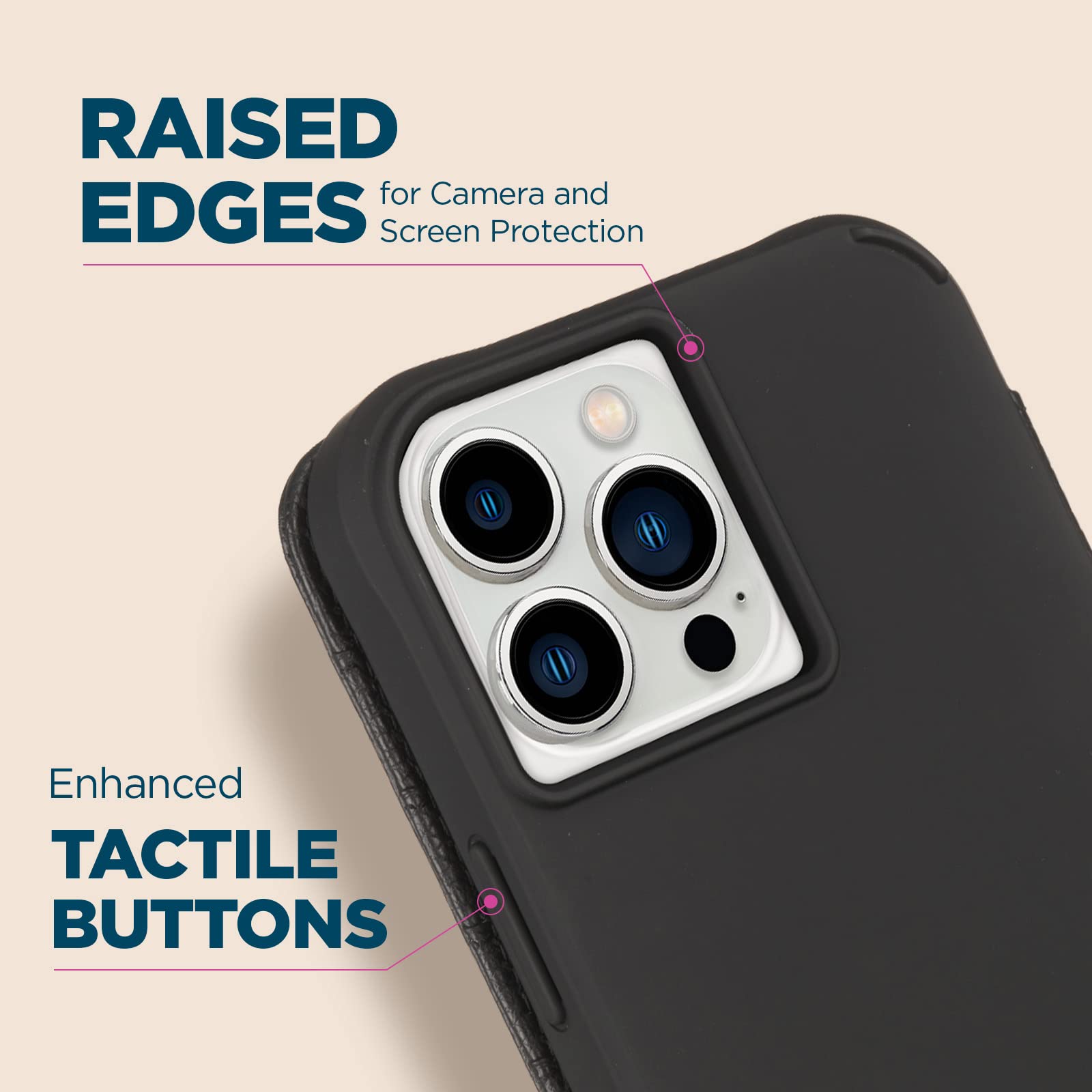 Case Mate Wallet Folio Iphone 13 Pro Case   Black [10Ft Drop Protection] [Compatible With Magsafe] Flip Folio Shockproof Cover M