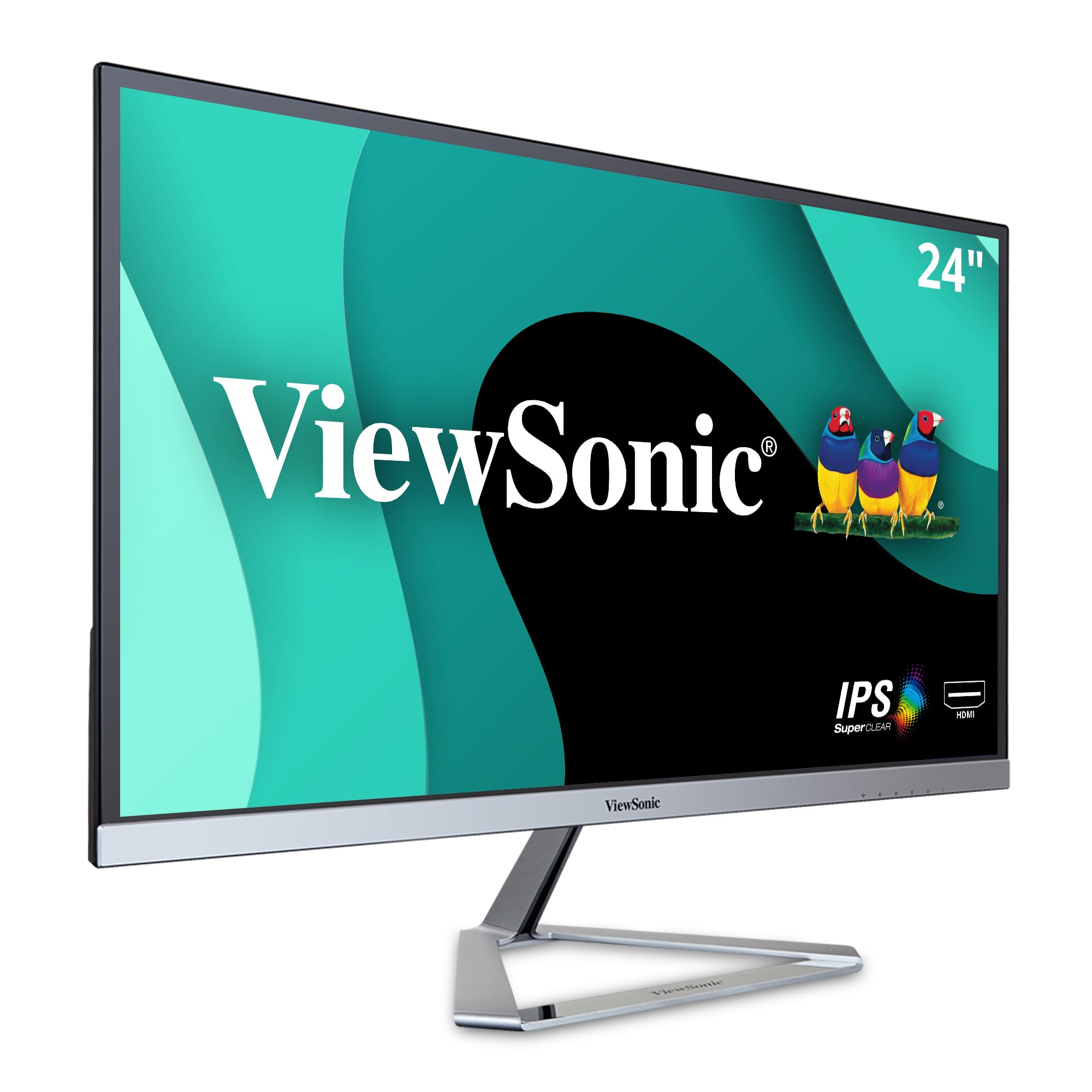 Viewsonic Vx2476 Smhd 24 Inch 1080P Widescreen Ips Monitor With Ultra Thin Bezels, Hdmi And Displayport, Black/Silver