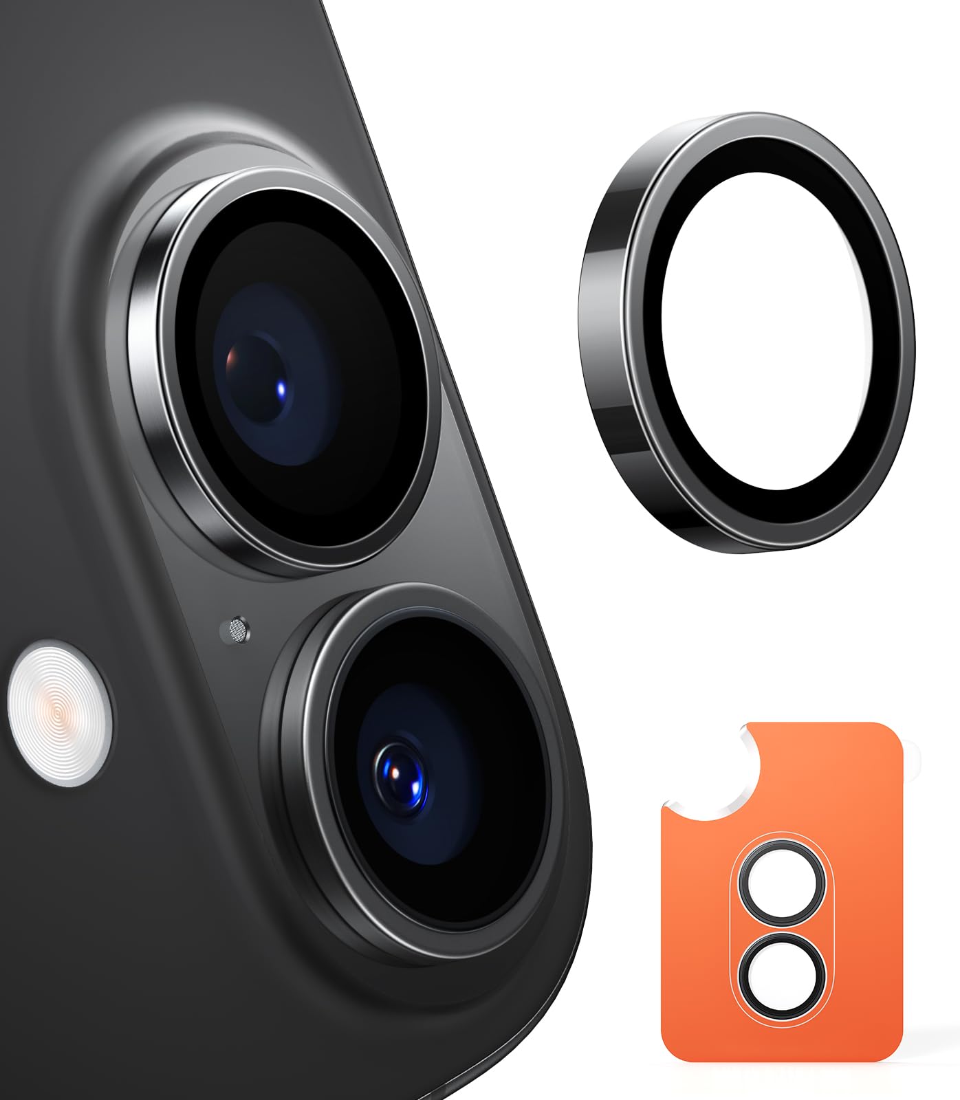 Torras Top Notch Lensguard For Iphone 16/16 Plus Camera Lens Protector [1:1 Invisible Capture Ultra Clarity] Aerospace 9H Temper