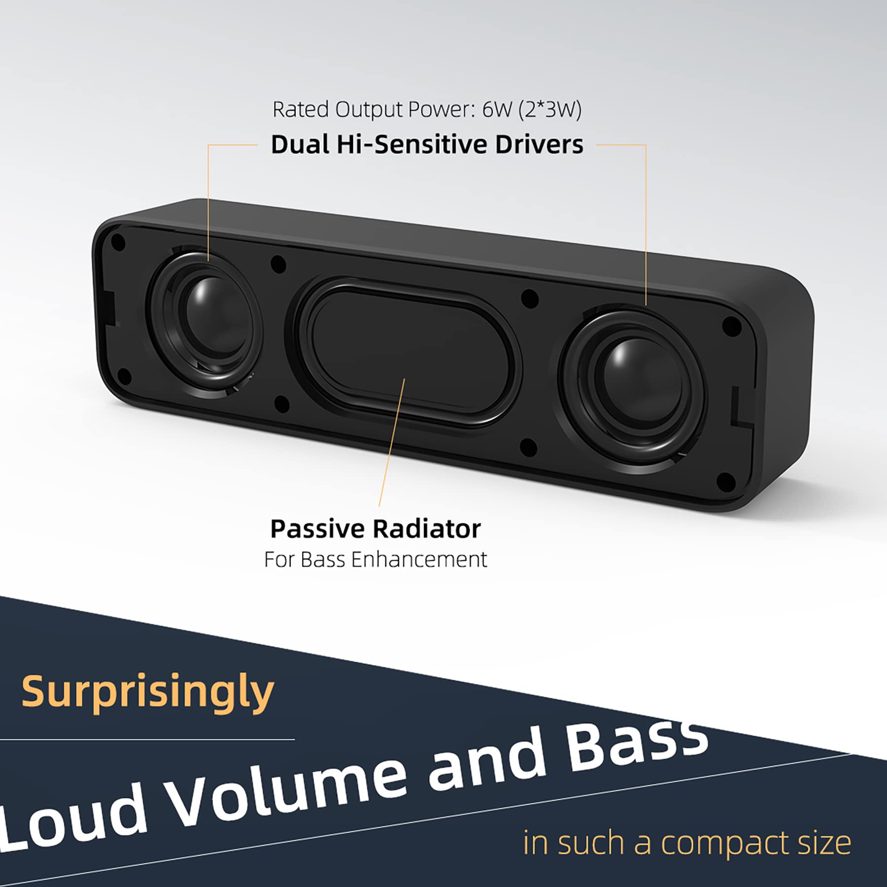 [Upgraded] Usb Computer /Laptop Speaker With Stereo Sound & Enhanced Bass, Portable Mini Sound Bar For Windows Pcs, Desktop Comp