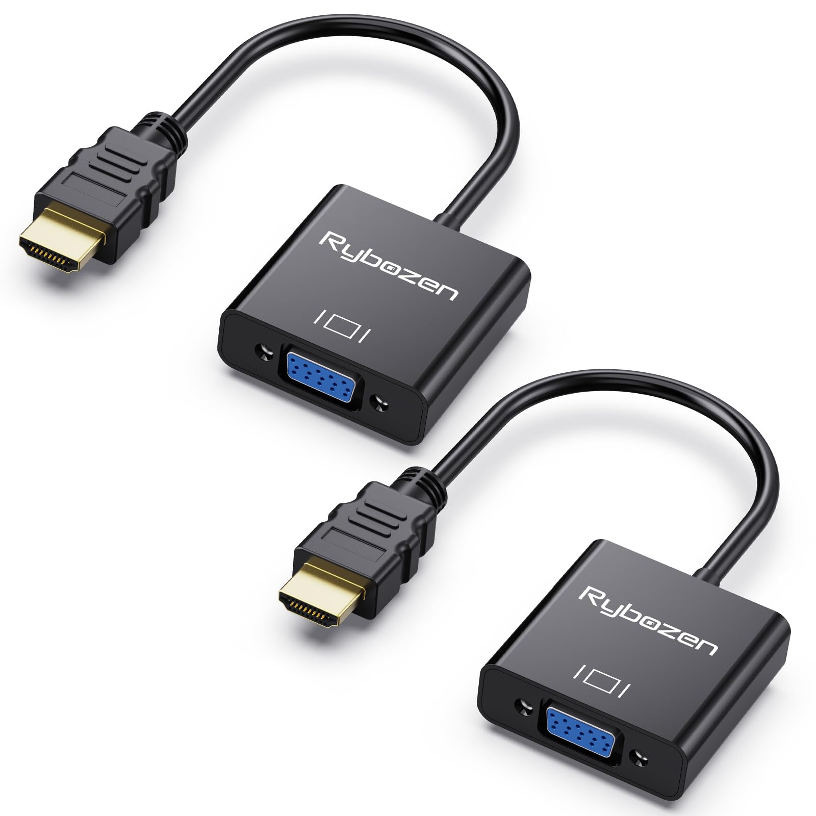 Hdmi To Vga Adapter 2 Pack, Gold Plated Hdmi To Vga Converter (Male To Female), Compatible For Computer, Laptop, Pc, Monitor, Pr