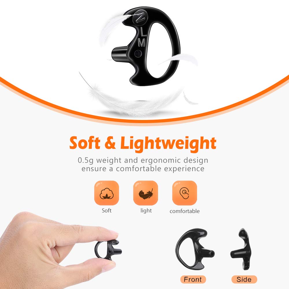 Zeadio 8-Pair Pro-Grade Covert Surveillance Earbud, Replacement Ear Insert, Silicon Earmold Earplug For Two-Way Radio Earpiece A