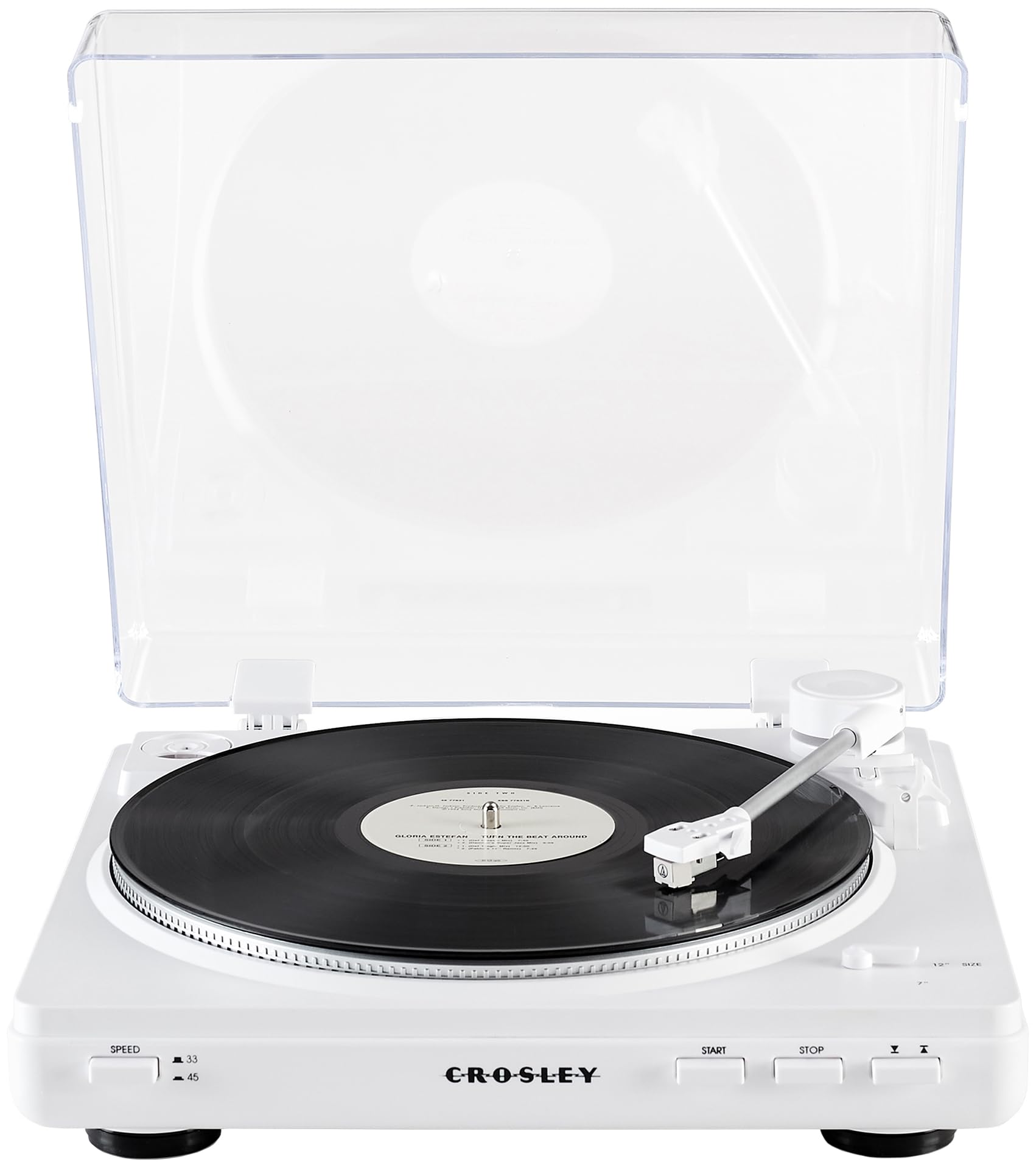 Crosley T400D-WH Fully Automatic Bluetooth 2-Speed Turntable Record Player with Built-in Preamp, White