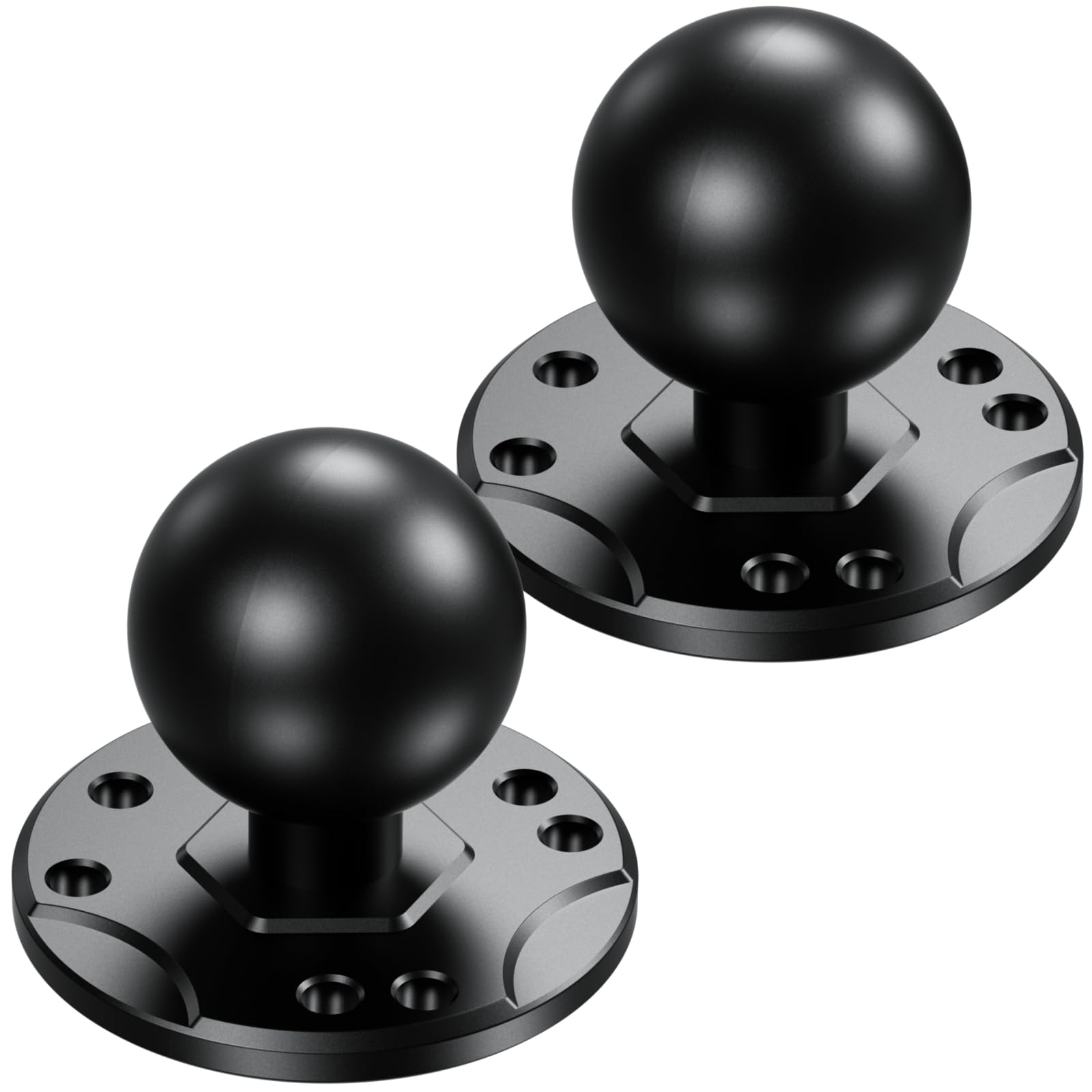 Brcovan 2 Pcs, 1.5'' Ball Mount Base With Aluminum Alloy Amps Hole Round Plate & 1.5'' Tpu Ball Adapter Compatible With Ram Mounts C Size 1.5 Inch Ball Double Socket Arm