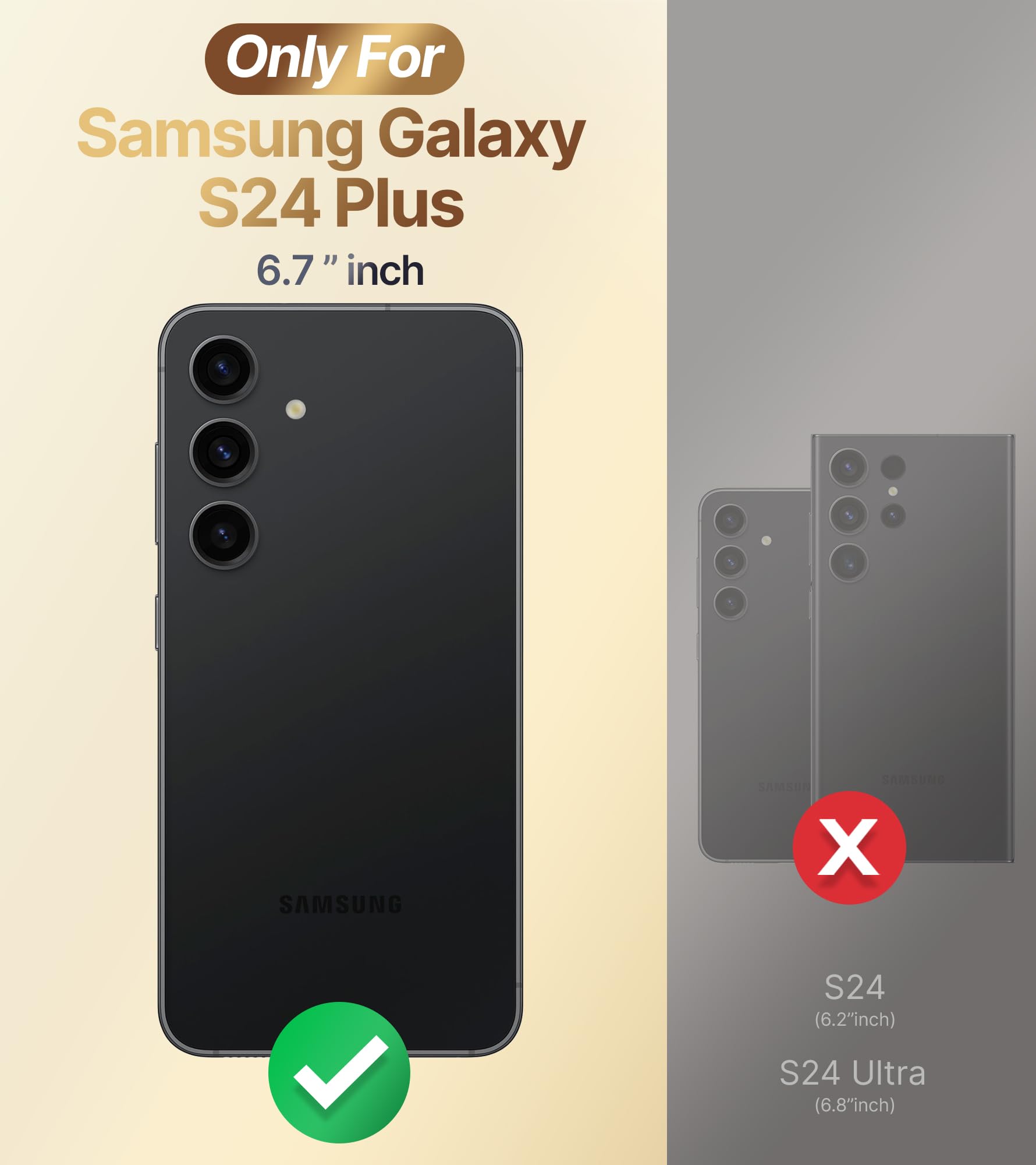 Xyz For Galaxy S24 Plus Case With Stand, For Samsung Galaxy S24 Plus Case With Double Ring, Women Girls Bling Luxury Protective