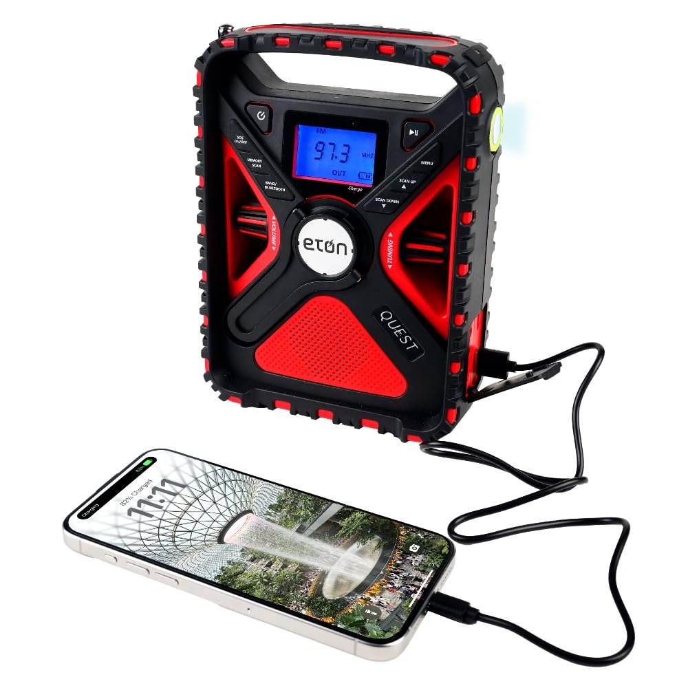Eton Quest Hand Crank Noaa Weather Radio, All Band Emergency Radio, Am/Fm Shortwave Storm Radio, Bluetooth, Ambient Light, Phone