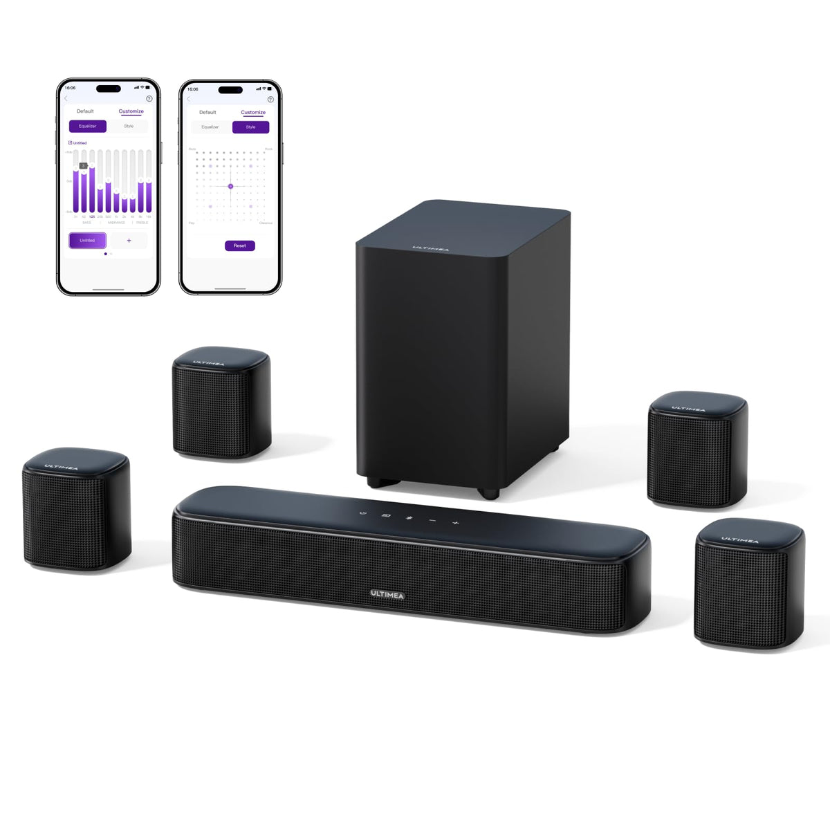 Ultimea 7.1Ch Virtual Surround Sound Bar, Sound Bar For Smart Tv With 4 Surround Speakers, Peak Power 330W, Surround Sound Syste