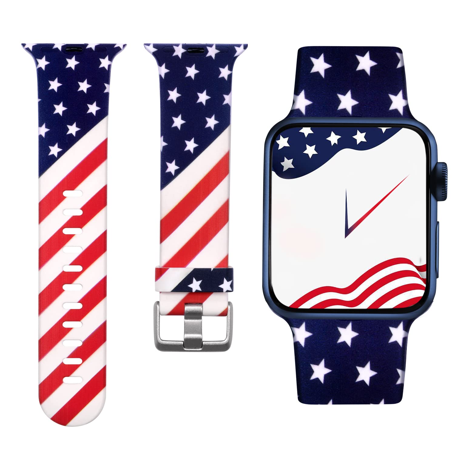 Laffav Compatible With Apple Watch Band 42Mm 41Mm 40Mm 38Mm For Women Men, Soft Silicone Fadeless Pattern Print Wristbands For I