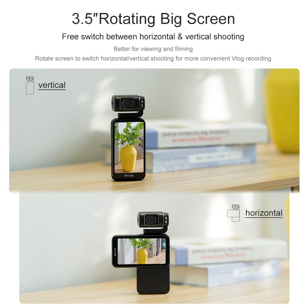 Ordro M3 5K Uhd Camera With 3.5 Inch Flippable Touch Screen, 3250Mah Large Capacity Battery, Ir Night Vision Function+64G Memory Card