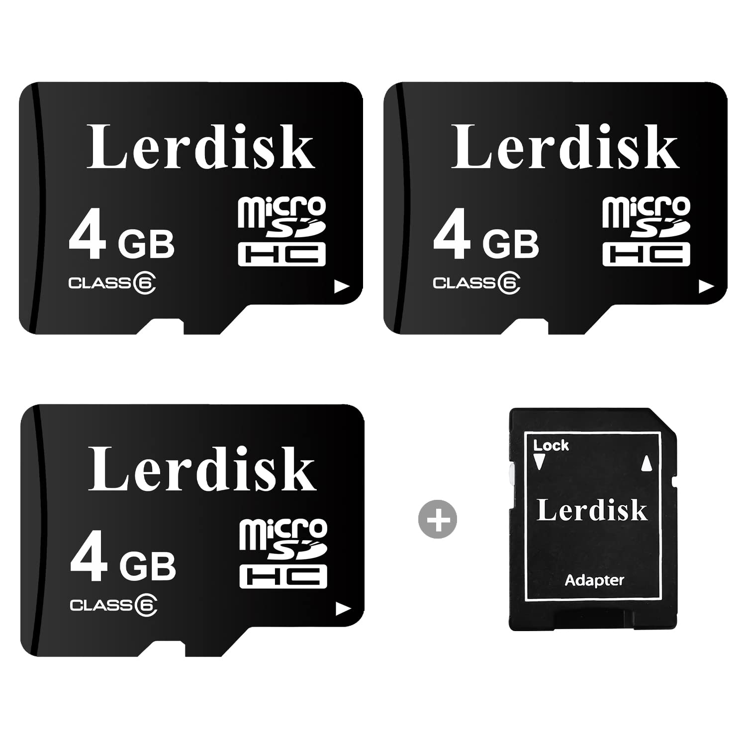 Lerdisk Factory Wholesale Micro Sd Card 4Gb Pack Of 3 In Bulk Micro Sdhc With Adapter Produced By Authorized Licencee(4Gb)