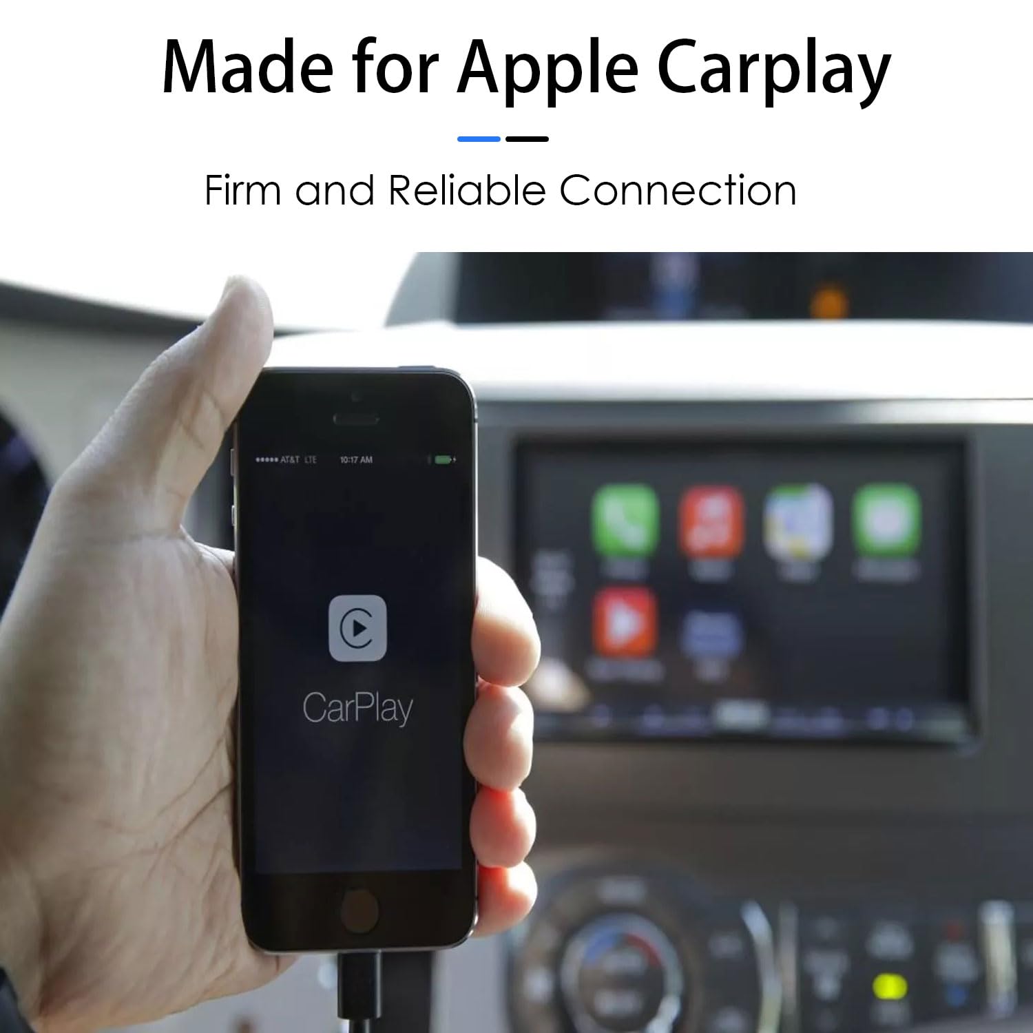 Abysssea CarPlay Cable for iPhone 14, 3.3ft Black Lightning Charger, MFi Certified, Compatible with iPhone 14/13/12/11/Xs/X