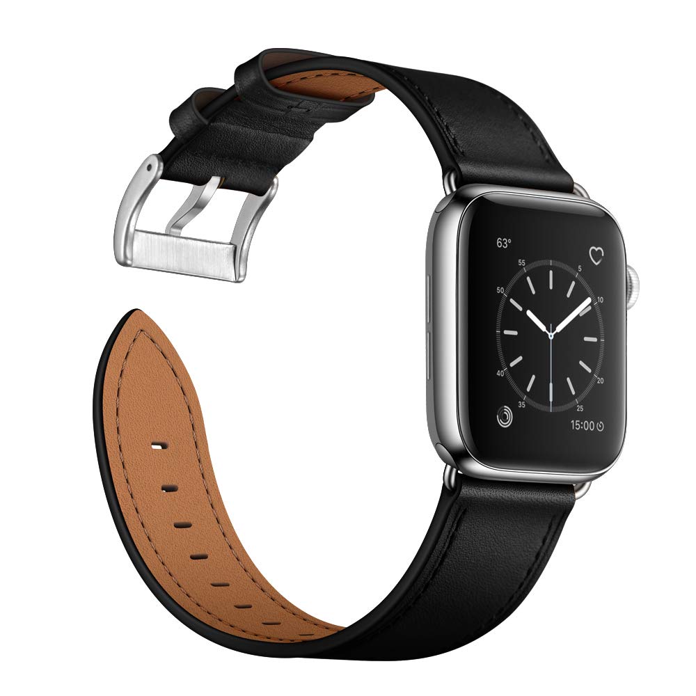 Ouheng Compatible With Apple Watch Band 49Mm/46Mm/45Mm/44Mm/42Mm, Genuine Leather Band Replacement Strap Compatible With Apple W