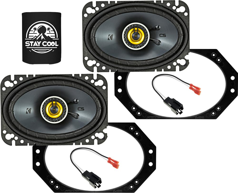 KICKER Speakers 4X6 inch for Jeep Wrangler 1997-2006 Upgrade Kit - Pair of CS Series with Adapters and Harness, Car Audio Front 