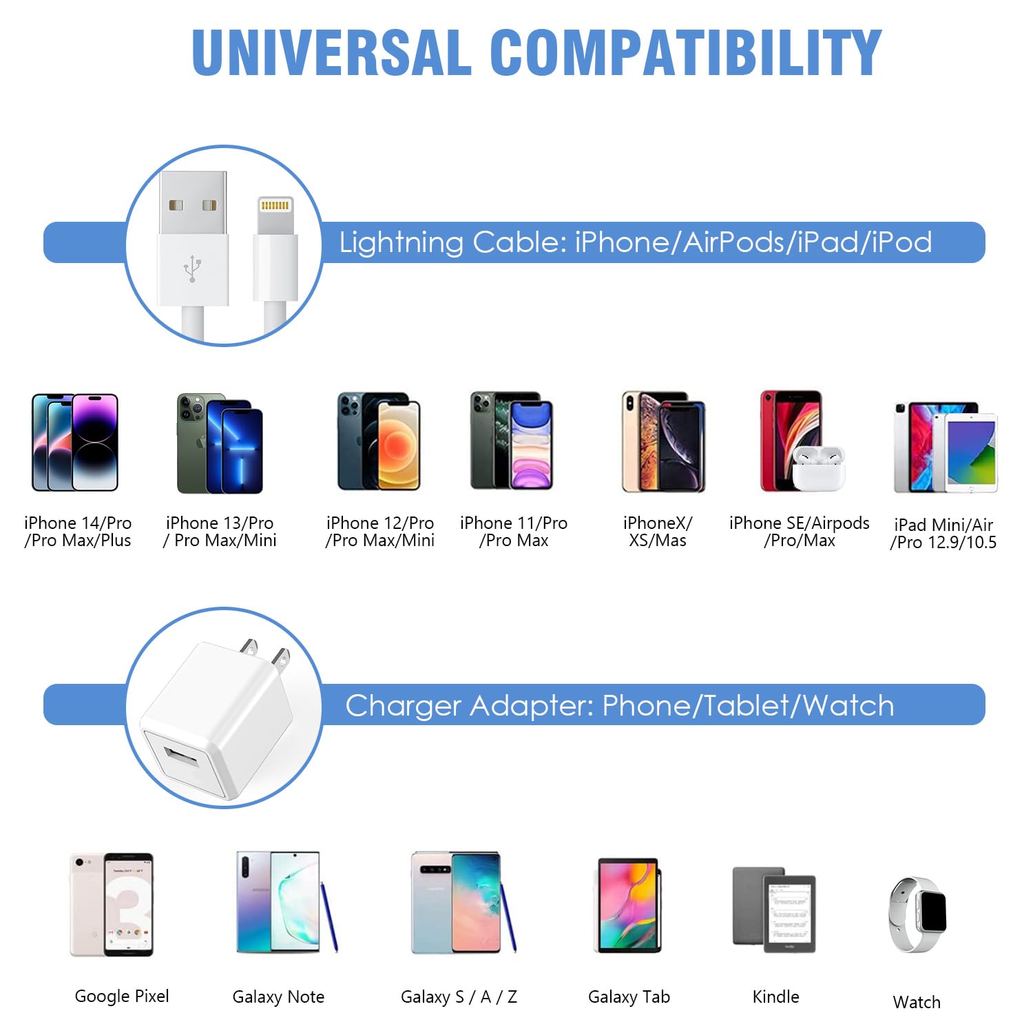 Iphone Charger, 10Ft 2 Pack Long Lightning Cable?Apple Mfi Certified?Extra Long 10Foot Fast Charging Lightning Cord Usb Wall Charger Adapter Block For Iphone 14/Pro/Pro Max/Plus/13/12 11/Xs/Xr/X Ipad