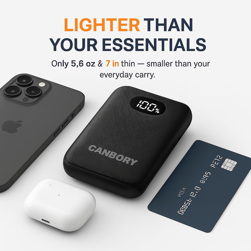 Canbory 5V/7.4V 10000Mah Battery Pack For Heated Vest Compatible With Multi Dc Port, Ultra-Light And Ultra-Slim Portable 5V/7.4V