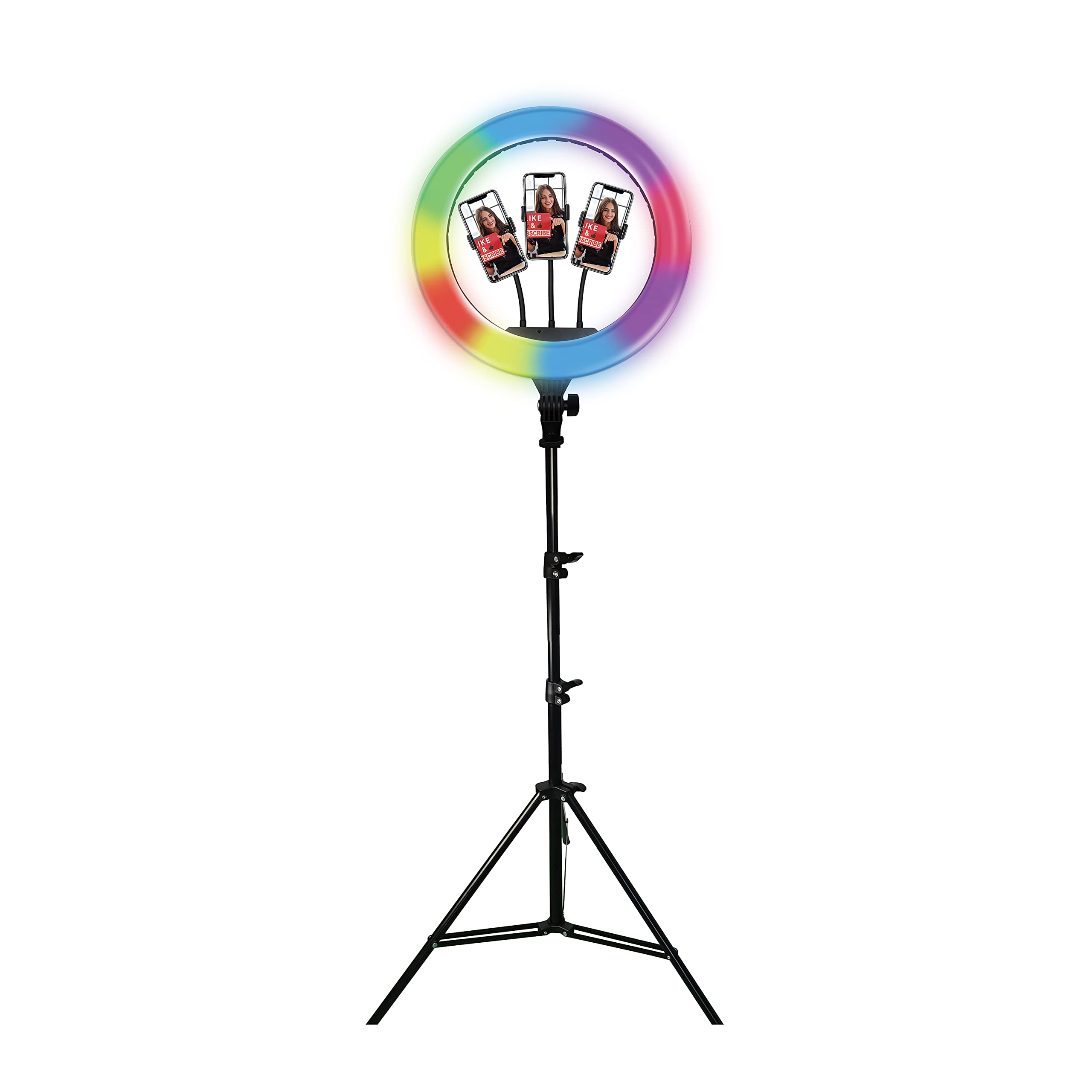 Supersonic Sc 3830Rgb 18 Inch Ring Light With Rgb, Tripod Stand, 3 Phone/Device Holders, 3 Lighting Modes, 400 Led Bulbs, 18 Rgb