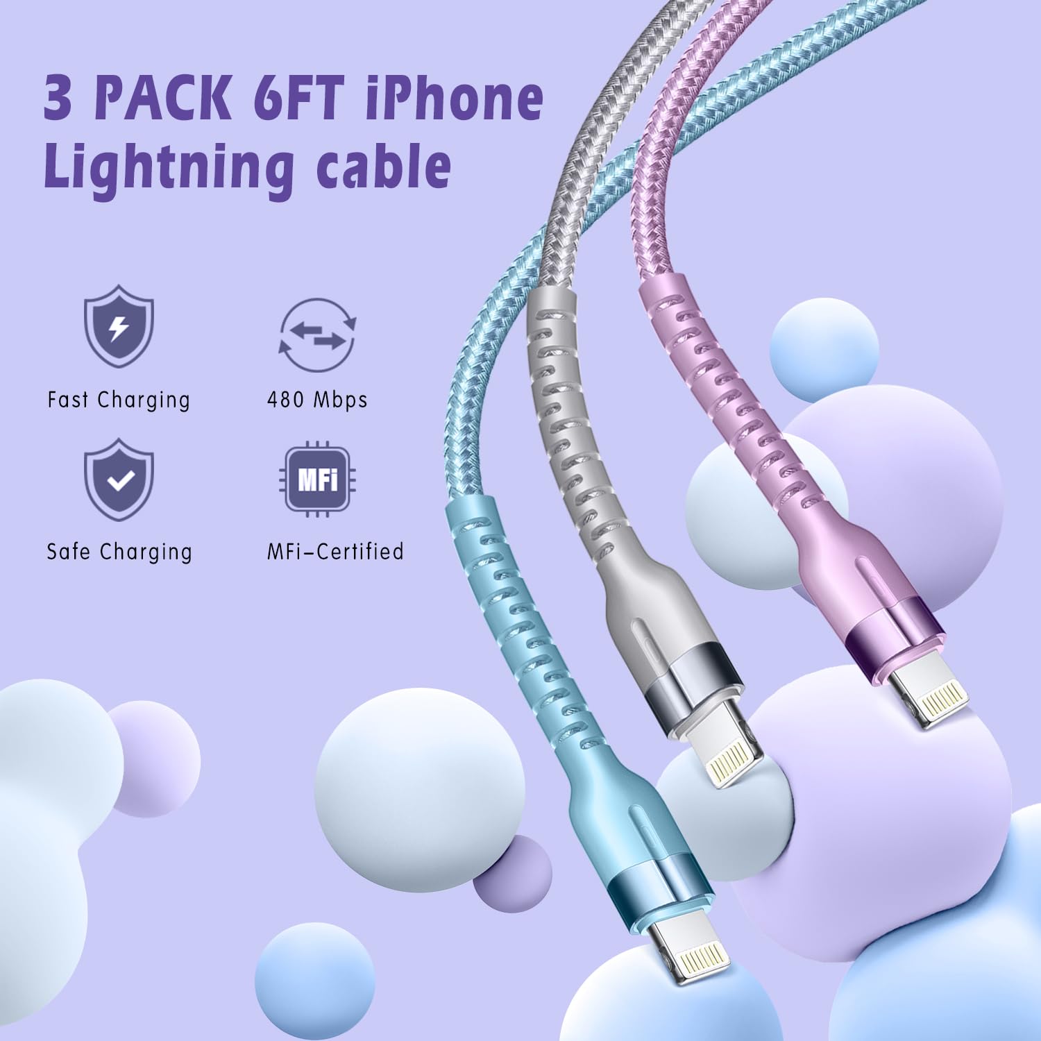 Exeric Iphone Usbc Cable 3Pack 6Ft Usb C To Lightning Cable Fast Charging Lightning Cord [Mfi Certified] Type C To Lightning Cable For Iphone 14 13 12 11 Pro Max Xr Xs 8 And More