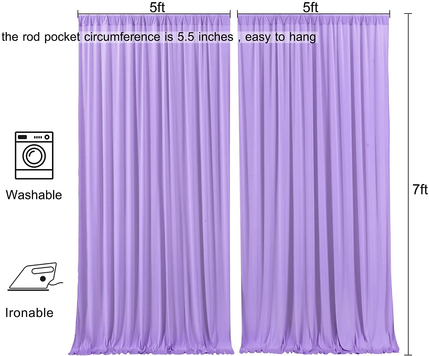 Lavender Wrinkle Free Backdrop Curtain For Parties, Polyester Photo Backdrop Drapes Light Purple Panels Photography Background F