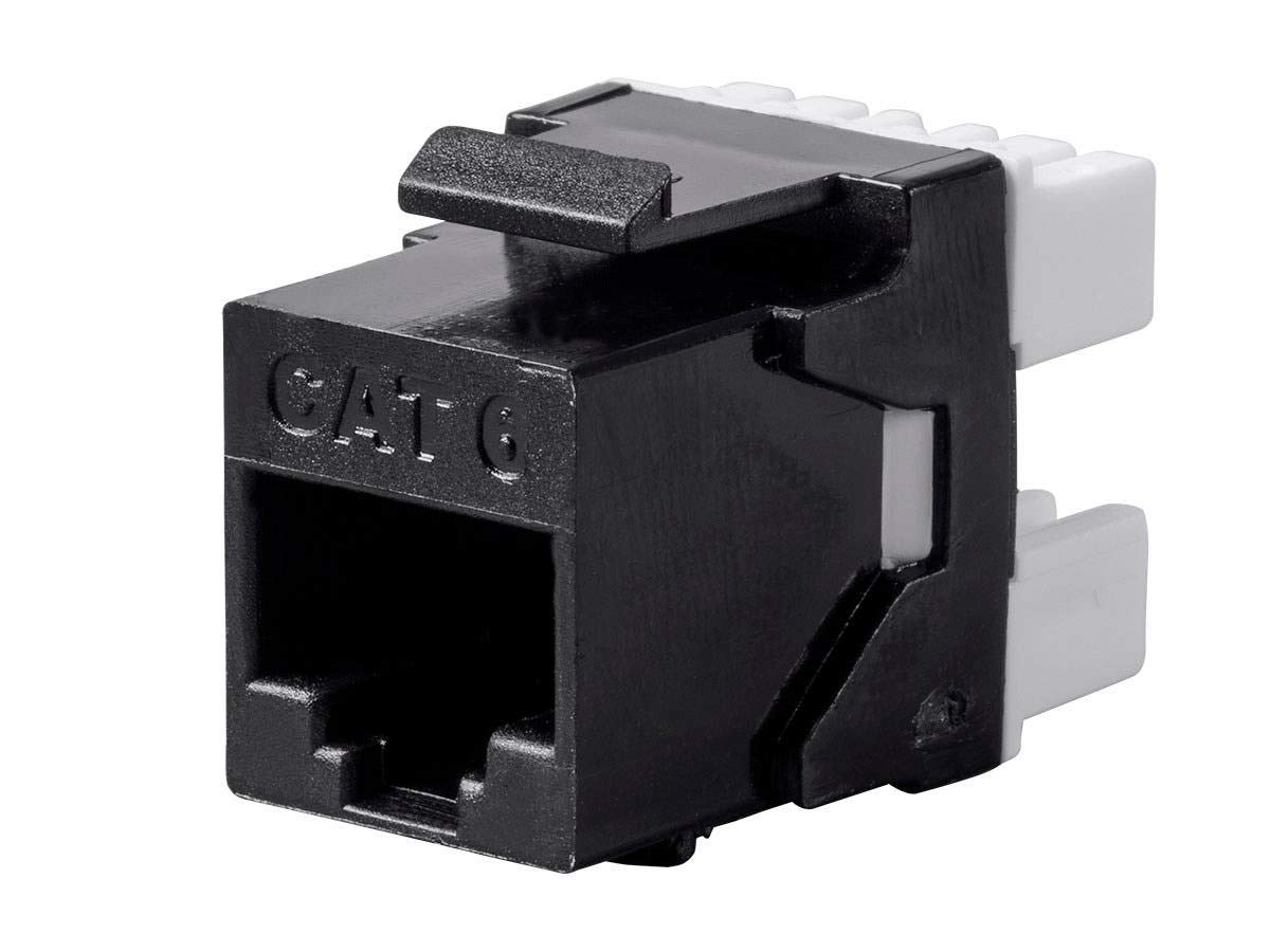 Monoprice Cat6 Rj45 180-Degree Dual Idc Keystone For 22-24Awg Solid Wire_ Black