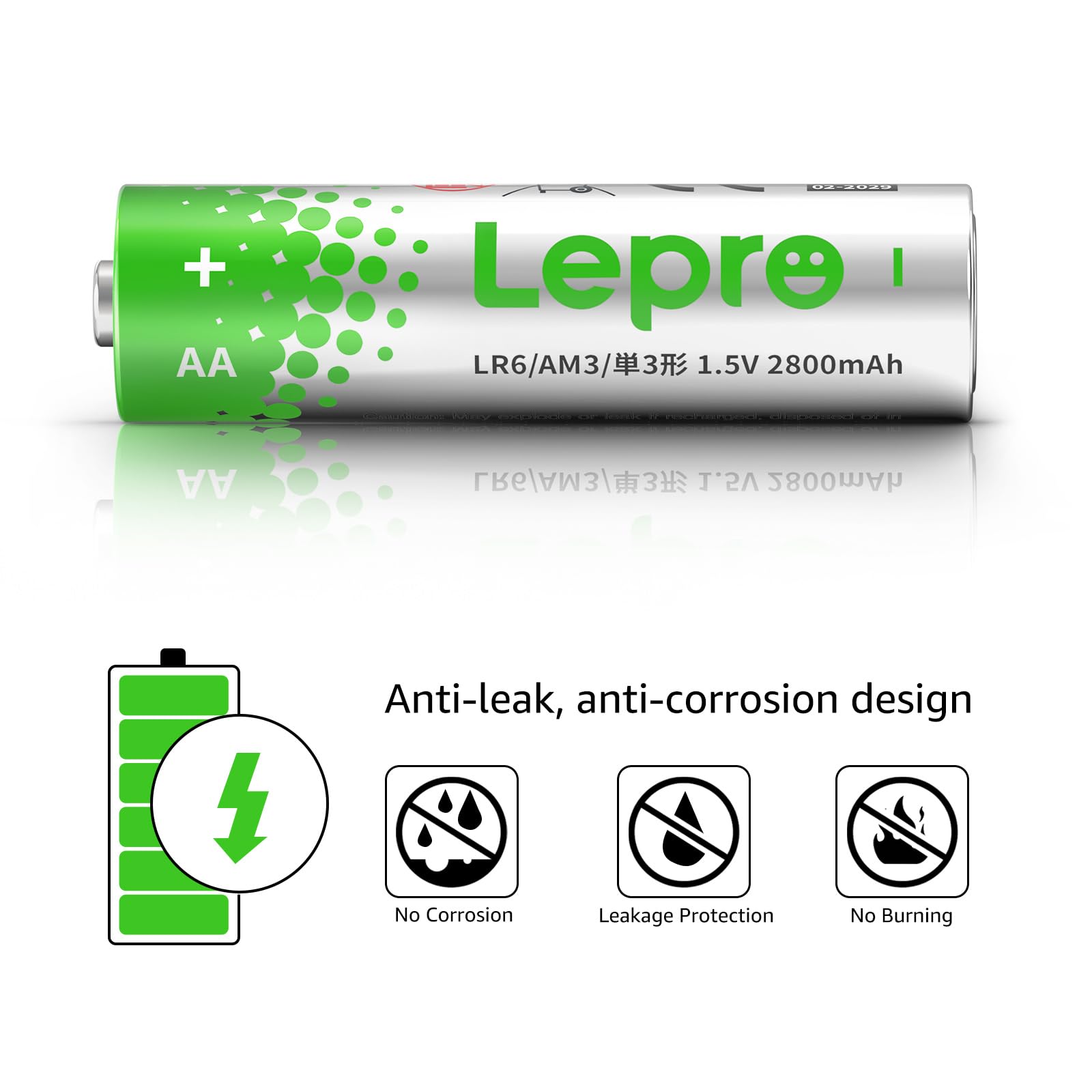 Lepro Aa Batteries 48 Pack, Double A Batteries With 2800Mah Max Long-Lasting, High-Performance Alkaline Power