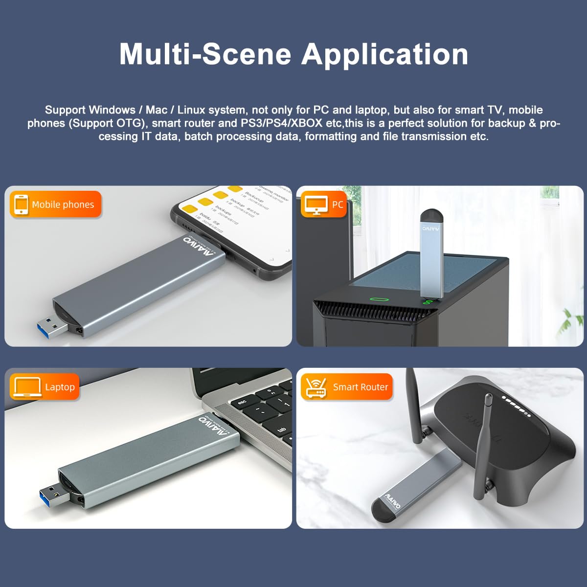 Maiwo M.2 Ssd Enclosure For Nvme&Sata, Usb A To Usb C M.2 Ssd Enclosure For M Or B+M Keys And Size 2230/2242 /2260/2280 Ssds, Max 10Gbps,Support 4Tb Storage Expansion, Aluminum Alloy