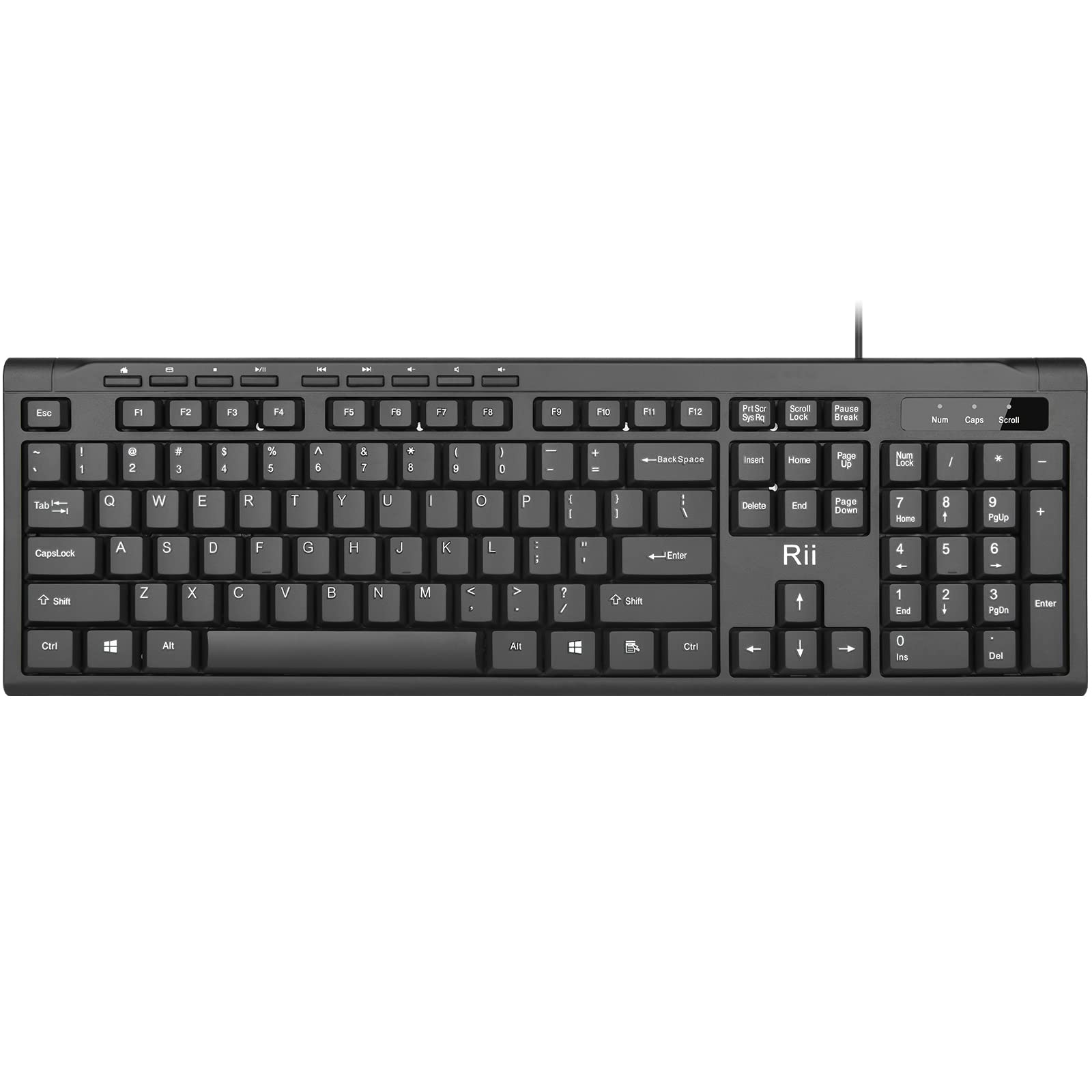 Rii RK907 UltraSlim Compact USB Wired Keyboard for MAC and PCBlack(1PCS)