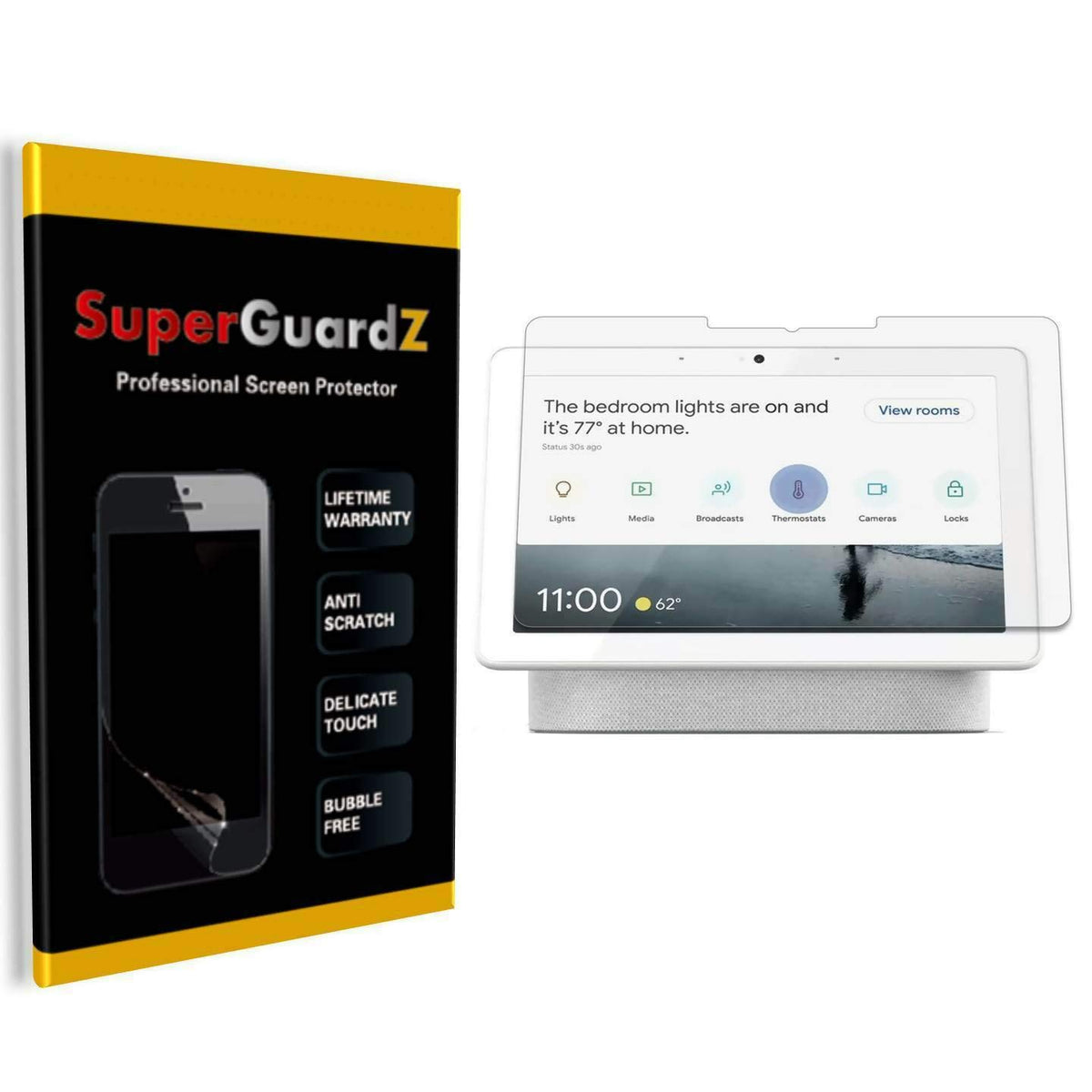 [3 Pack] For Google Nest Hub Max Screen Protector   Superguardz, Ultra Clear, Anti Scratch, Anti Bubble [Lifetime Replacement]