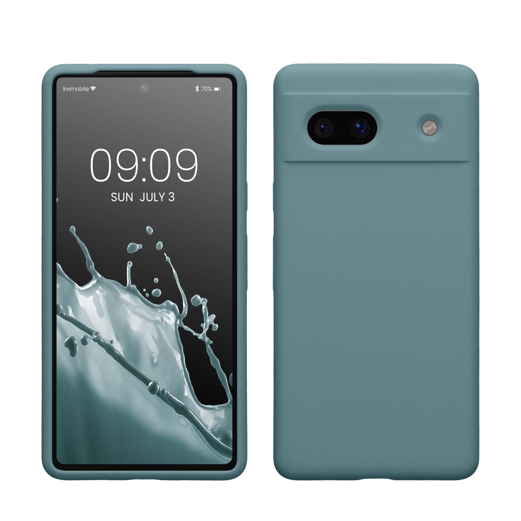 kwmobile Case Compatible with Google Pixel 7a Case - TPU Silicone Phone Cover with Soft Finish - Cool Mint