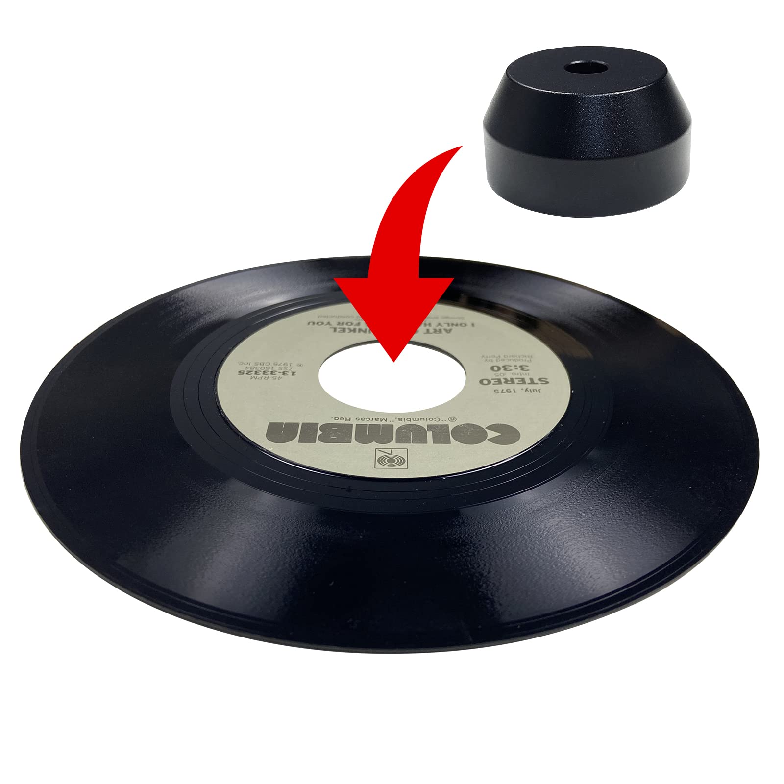 Sdroceryam 45 Rpm Record Adapter Solid Aluminum 7 Inch Vinyl Record Dome 45 Adapter For Turntables (Black)