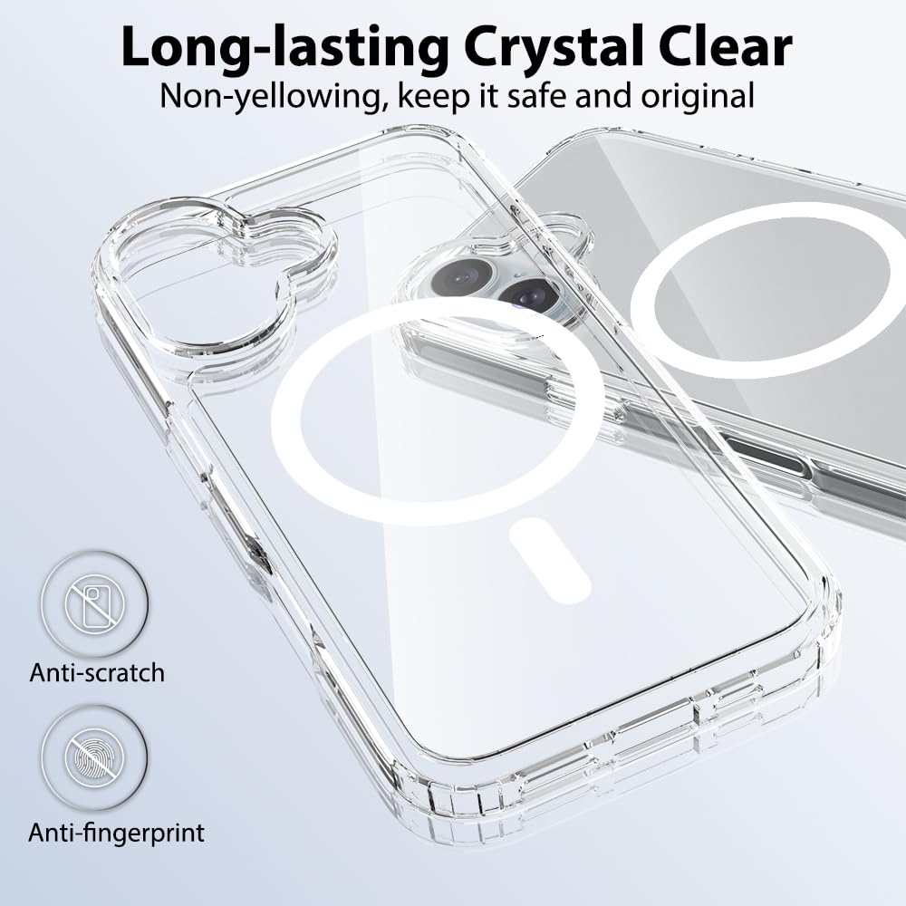 2024 Magnetic For 16 Case,Military Grade Drop Tested,Shockproof Anti Scratch Clear Thin Slim Phone Case.Clear Magnetic.
