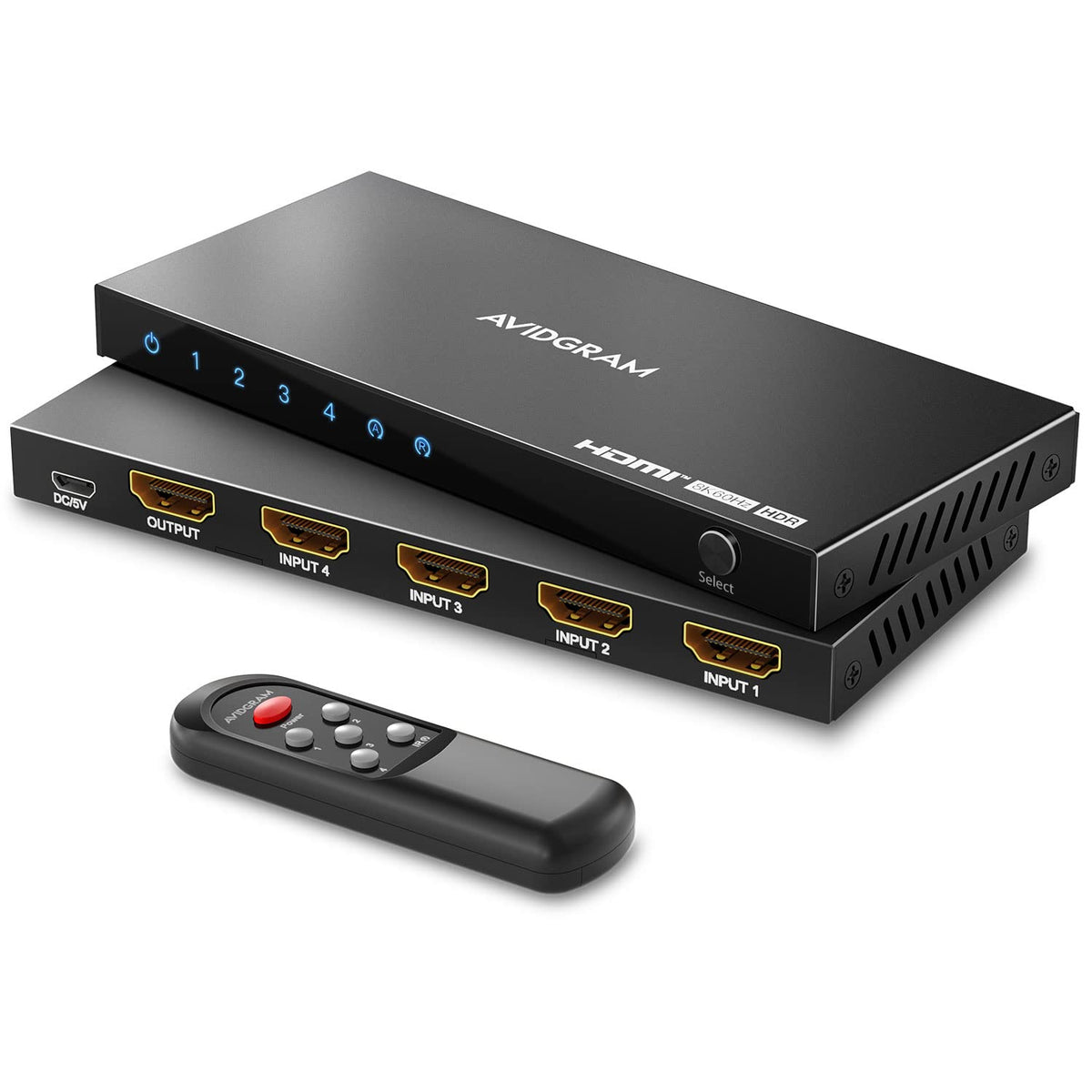 Hdmi 2.1 Switch 8K 60Hz 4:4:4, Avidgram Hdmi Switcher 4 In 1 Out With Ir Remote, 4 Port 4K 120Hz Auto Hdmi Selector Hub Support 