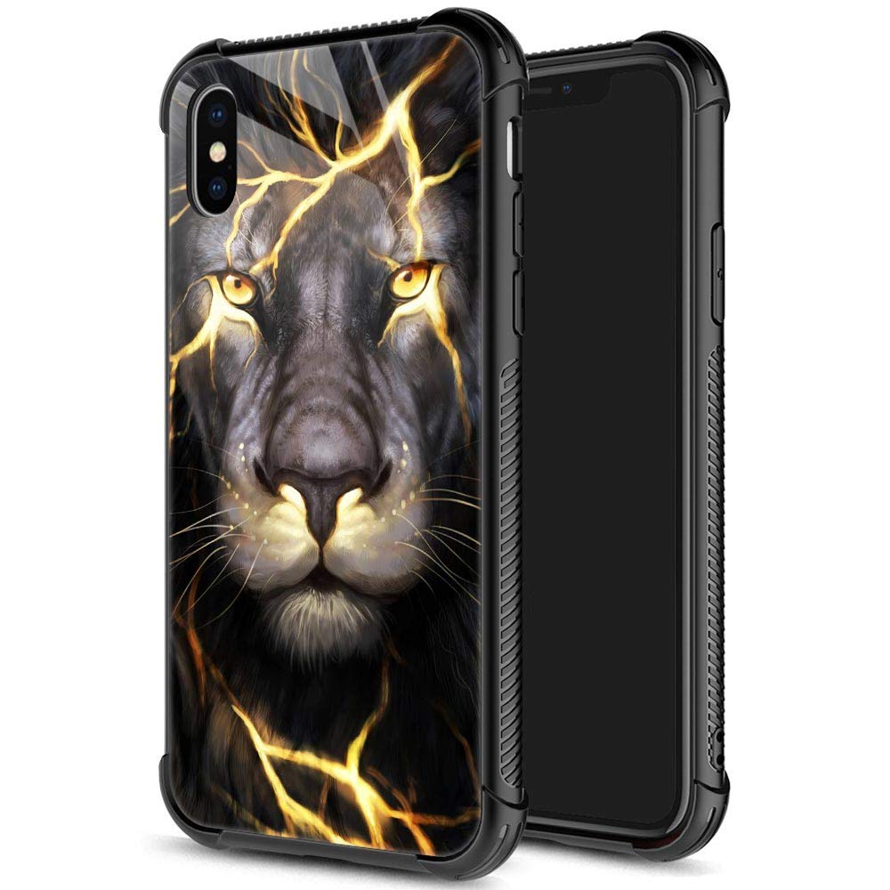 Iphone Xs Case,9H Tempered Glass Iphone X Cases Magma Lion For Boys Men,Soft Silicone Tpu Bumper Case For Iphone Xxs Inch 58 Mag