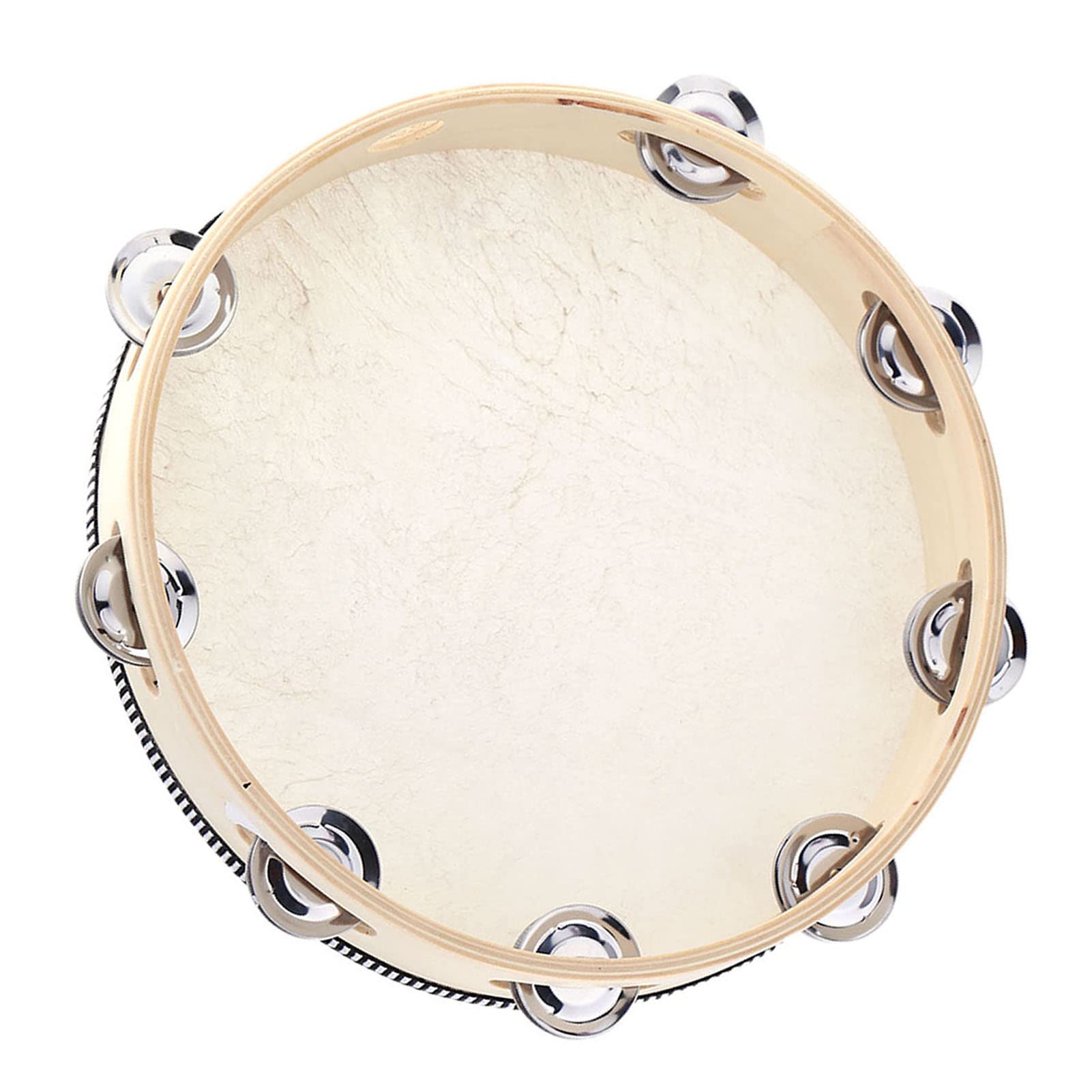 10 Hand Held Tambourine Drum Bell Birch Metal Jingles Percussion Musical Educational Instrument for KTV Party Kids Games