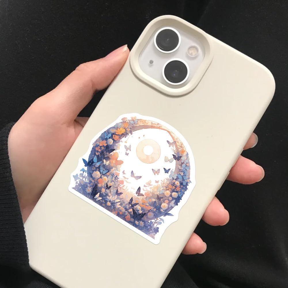 Yoksas Nature Flower Moon Stickers   50Pcs Vinyl Aesthetics Forest Plants Stickers For Water Bottles,Laptops,Scrapbooks,Journals