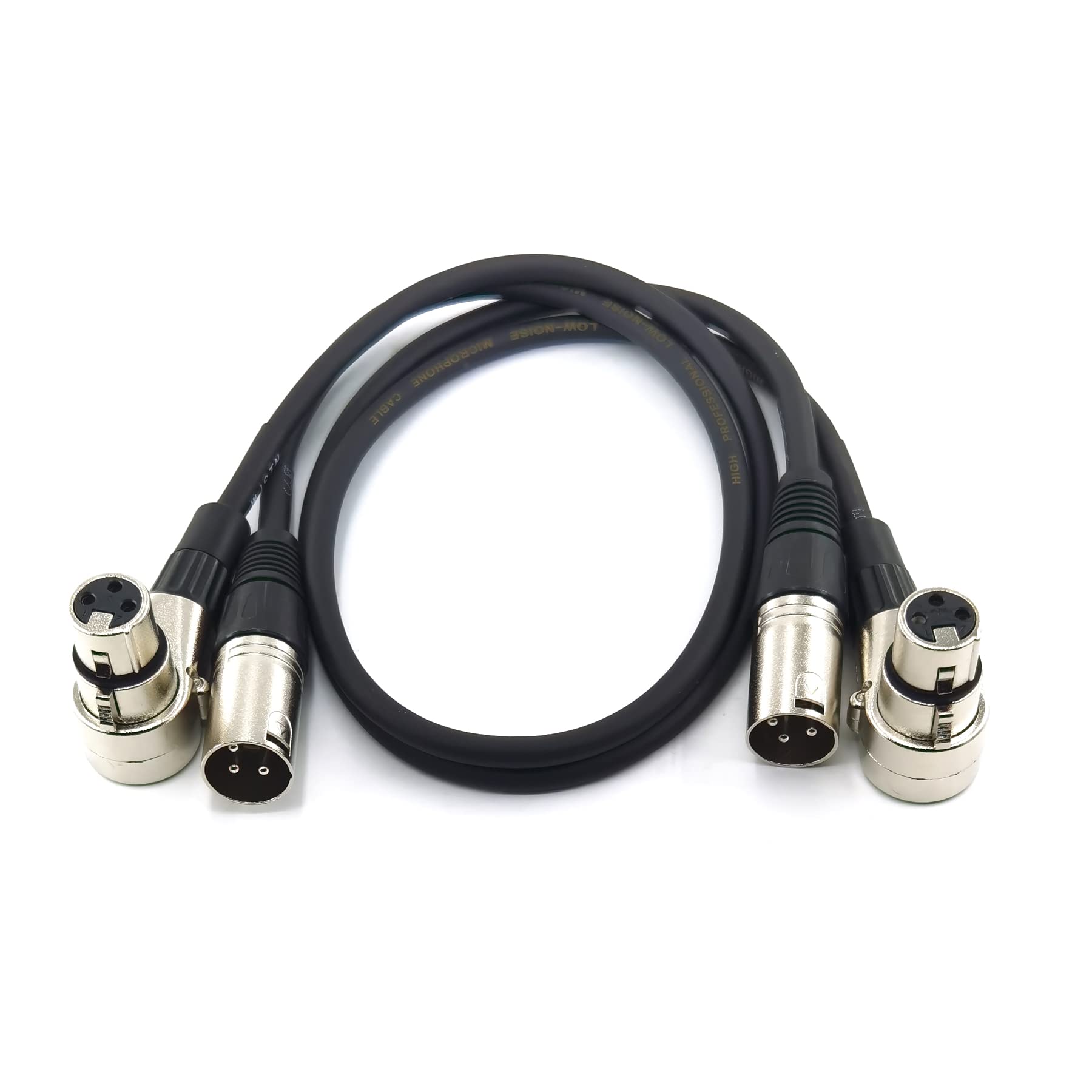 WJSTN Right-Angle Female to Straight Male XLR Plug Cable - 2FT XLR Camera Adapter