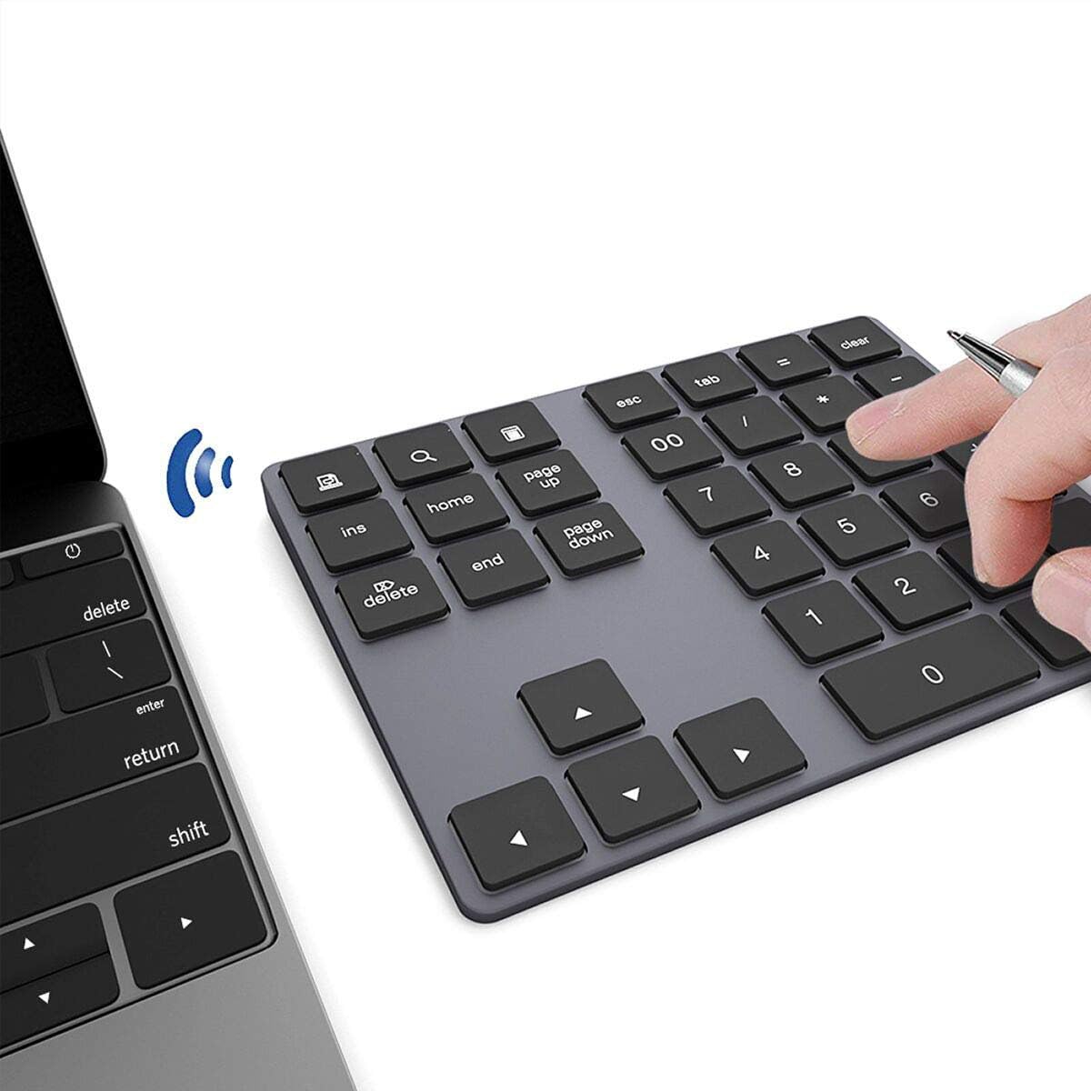 Joyeky Bluetooth Number Pad, Wireless Numeric Keypad, Usb C Rechargeable External 34 Keys Numpad, Financial Data Entry Keyboard 