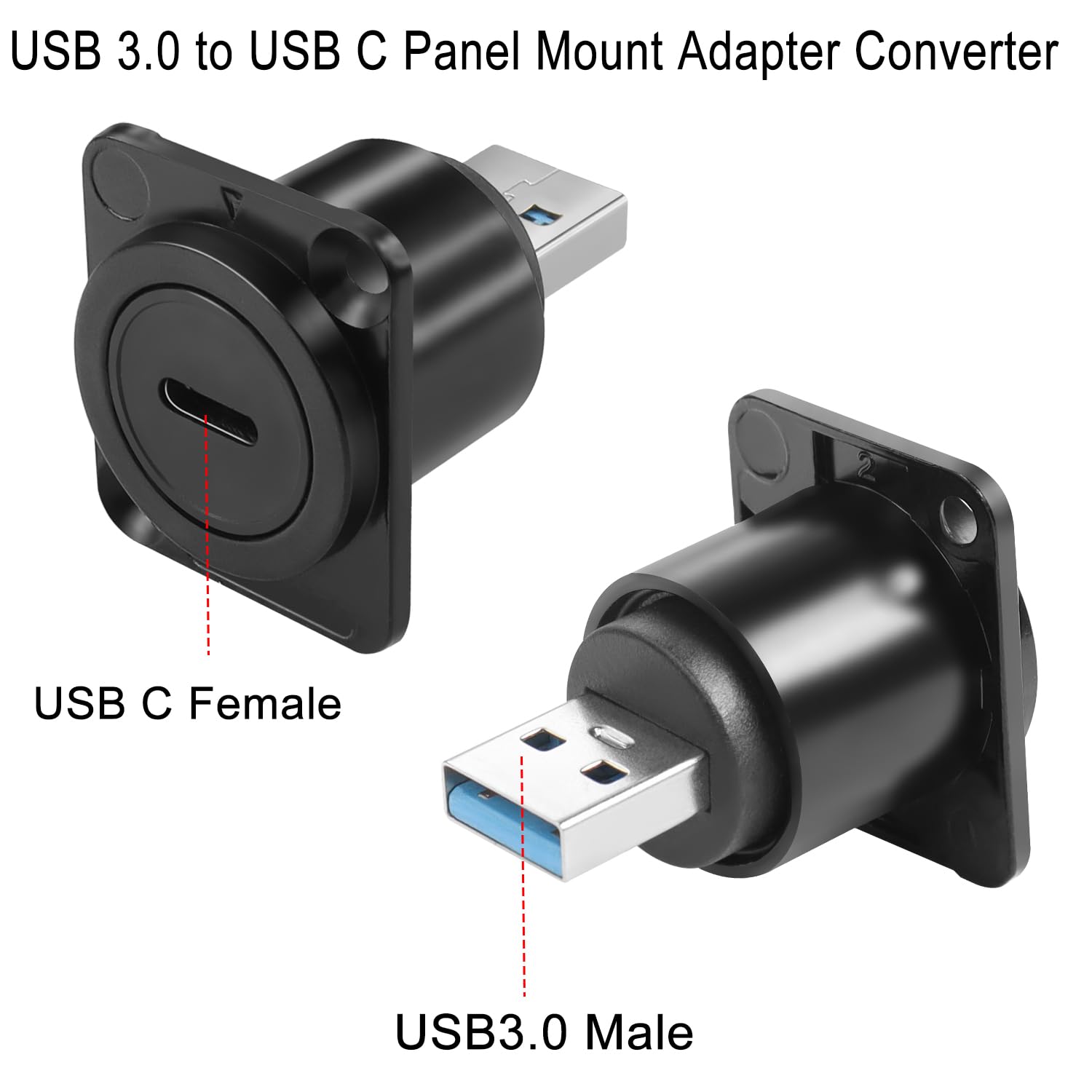 Qianrenon Usb 3.0 To Usb C Panel Mount Adapter Converter 5Gbps Usb3.0 Male To Usb C Female Data Connector Usb3.0 To Type C Mount
