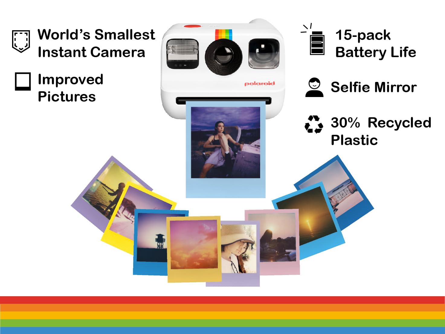 Polaroid Go Generation 2 Instant Film Camera Bundle With Polaroid Go Color Film, Double Pack And Photo Album + Cloth (4 Items) (White)