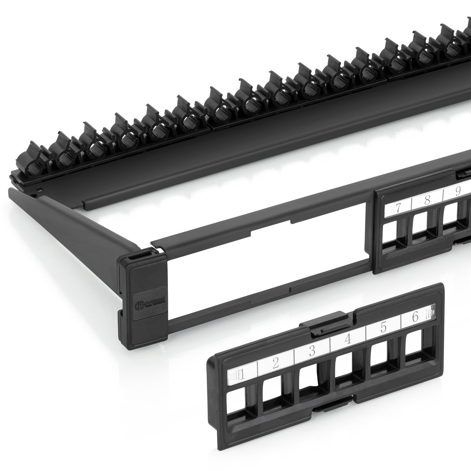 Everest Media Solutions 24 Port Keystone Patch Panel (1 Pack)   Use With Slim Profile Keystones Only (Wider Jacks May Not Fit Si