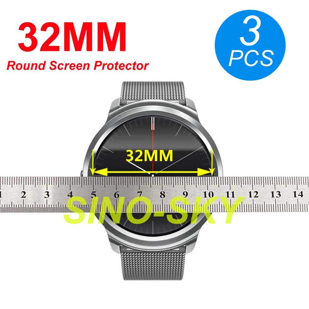 Sino-Sky [ 3-Pcs] Universal Round Smart Watch Hd Screen Protector,Anti-Scratch, Anti-Fingerprint, Bubble Free (32Mm)