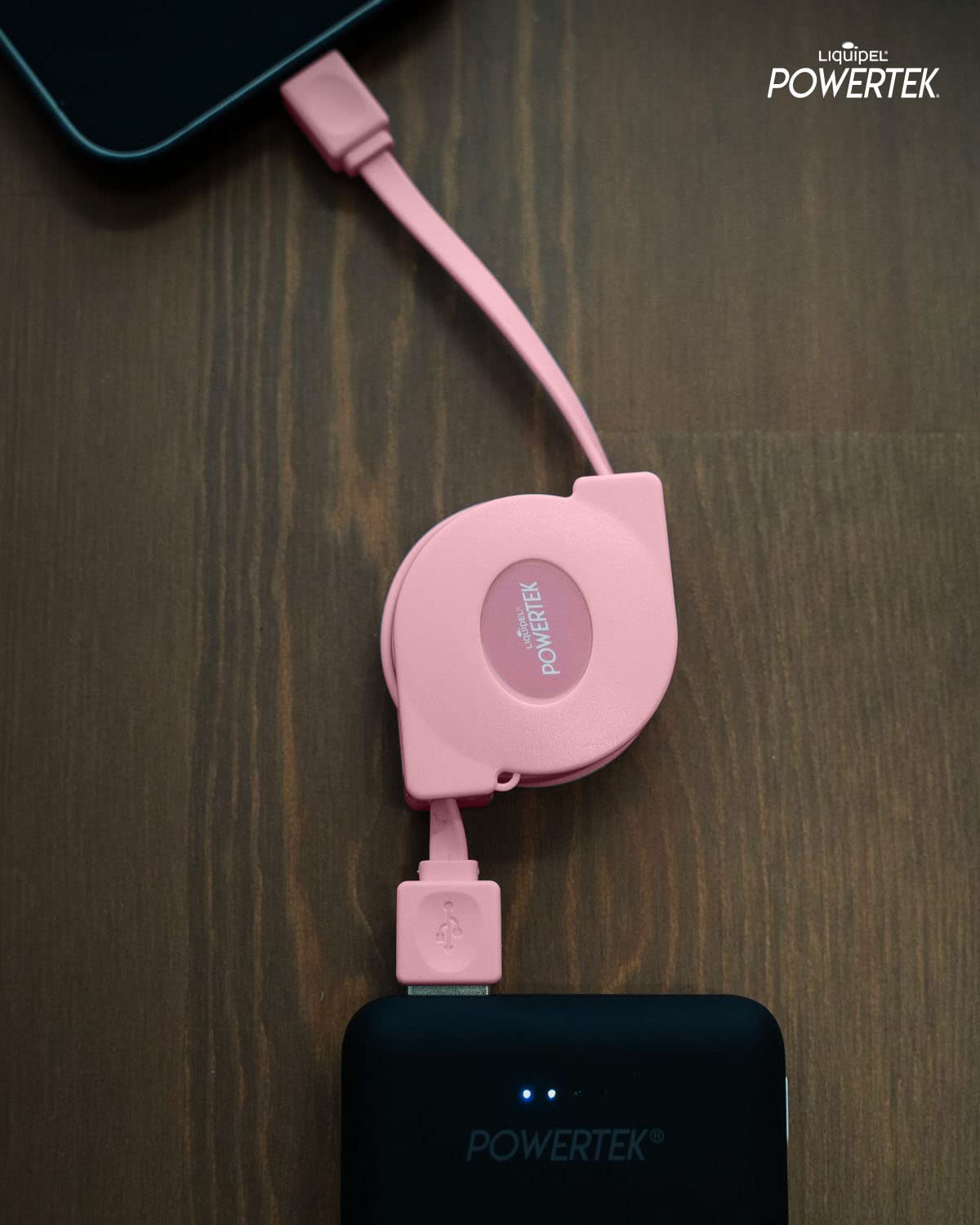 Liquipel Powertek Retractable Mfi Certified Charger Compatible For Apple Iphone, Ipad, 3Ft Cable, Lightning To Usb Cable Cord, Fast Charging Lightning Cable (Pink)
