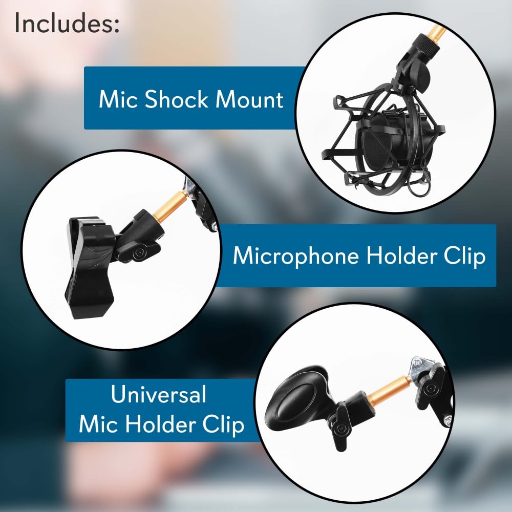 Pyle Suspension Microphone Boom Pro Desktop Scissor Mic Stand Spring Arm With Shock Mount (Pmksh04)